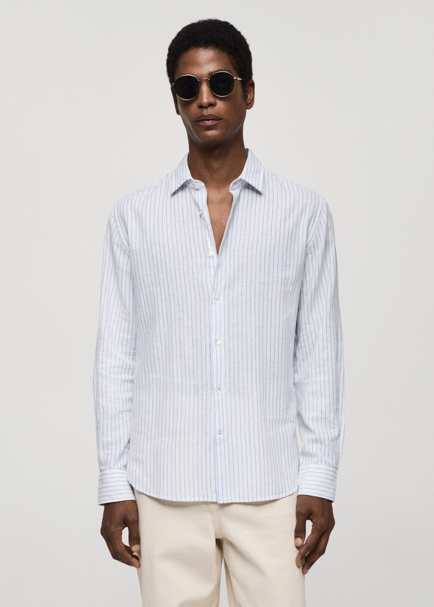 Regular-fit striped linen shirt