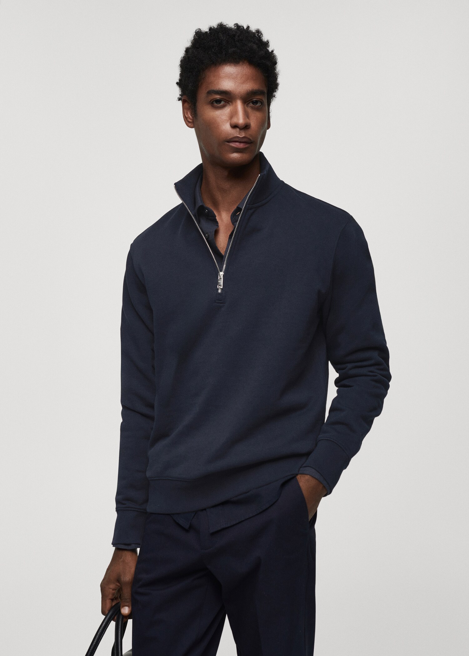 Zipper cotton sweater