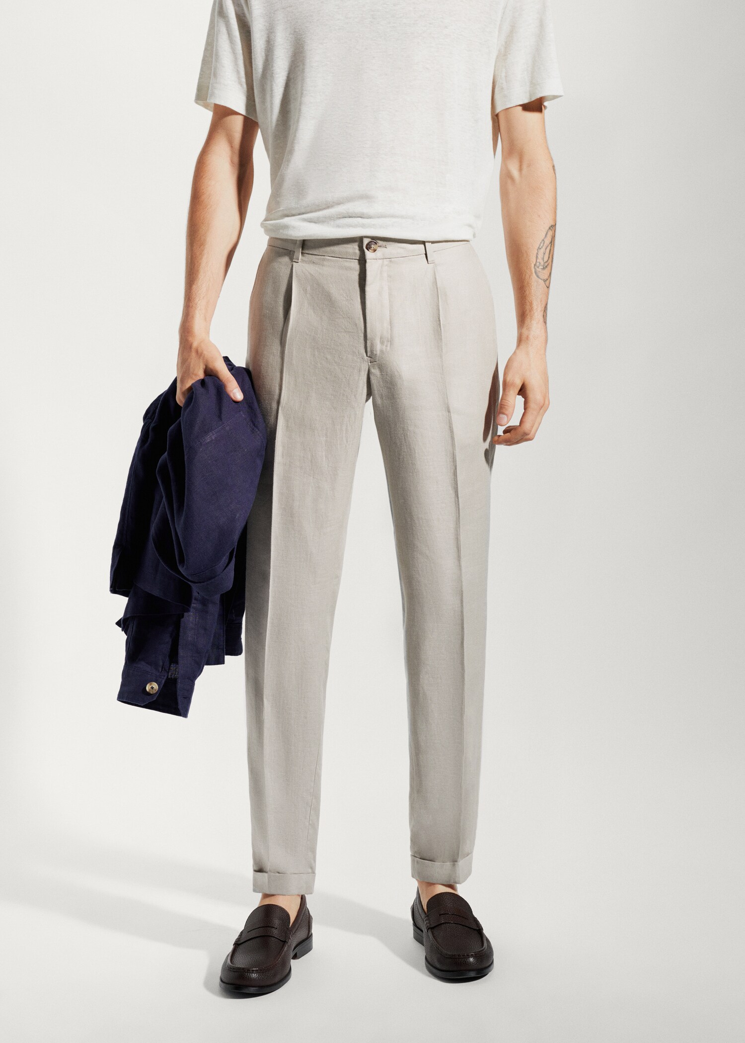 100% linen regular-fit trousers