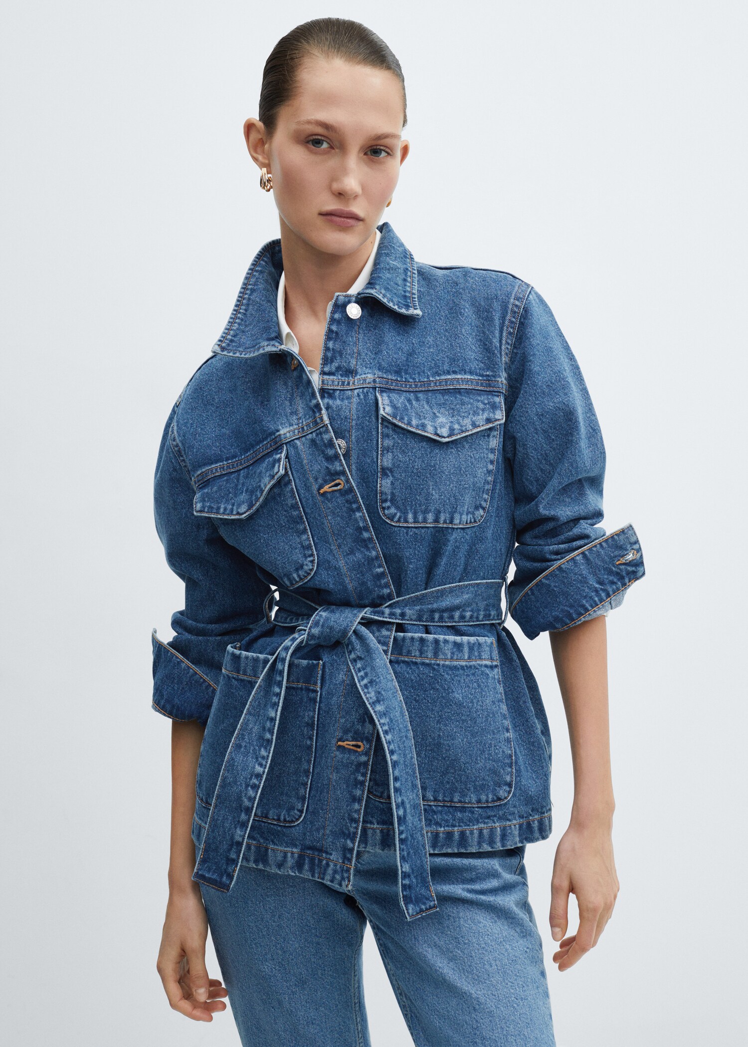 Denim jacket with belt