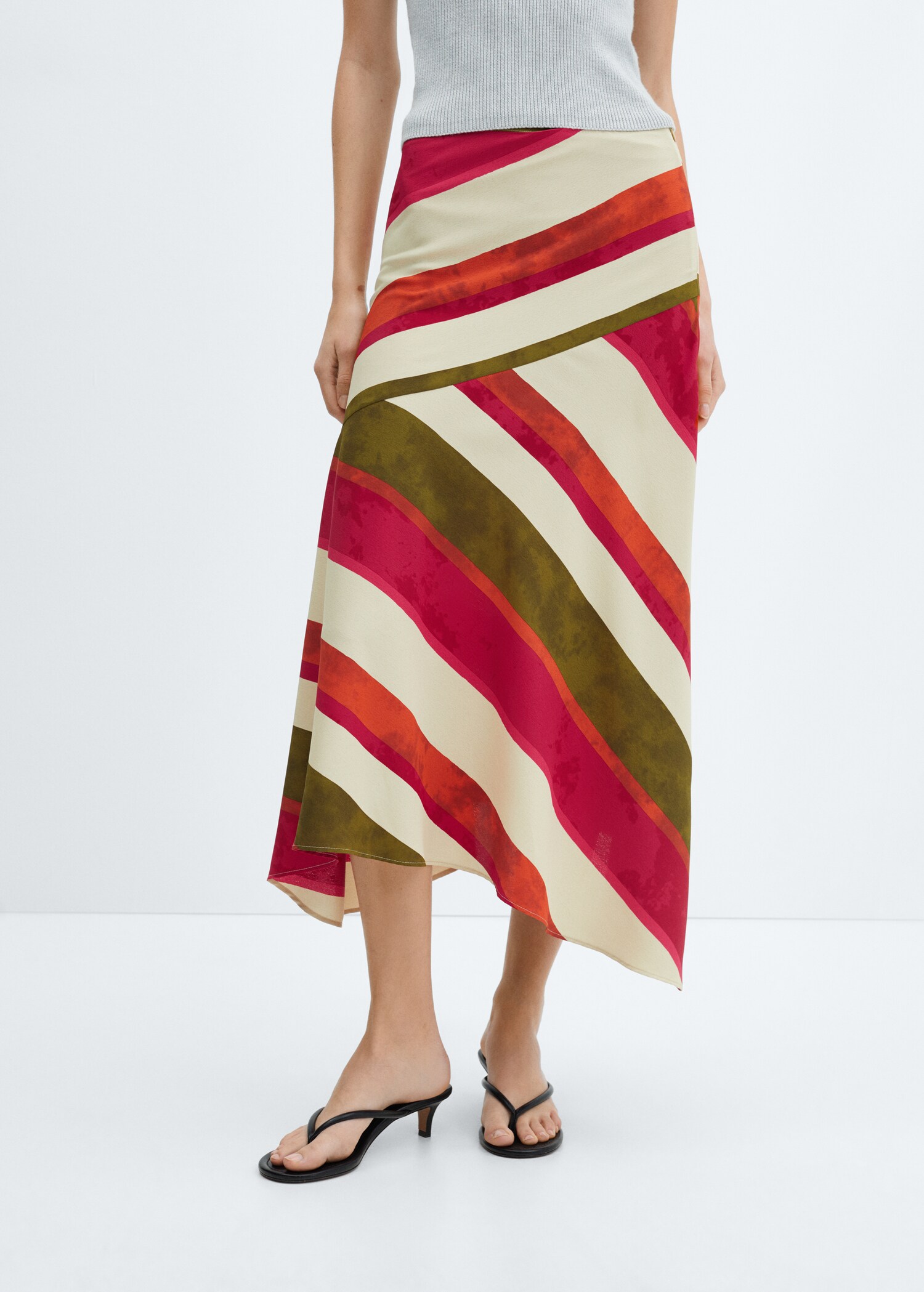 Striped satin skirt
