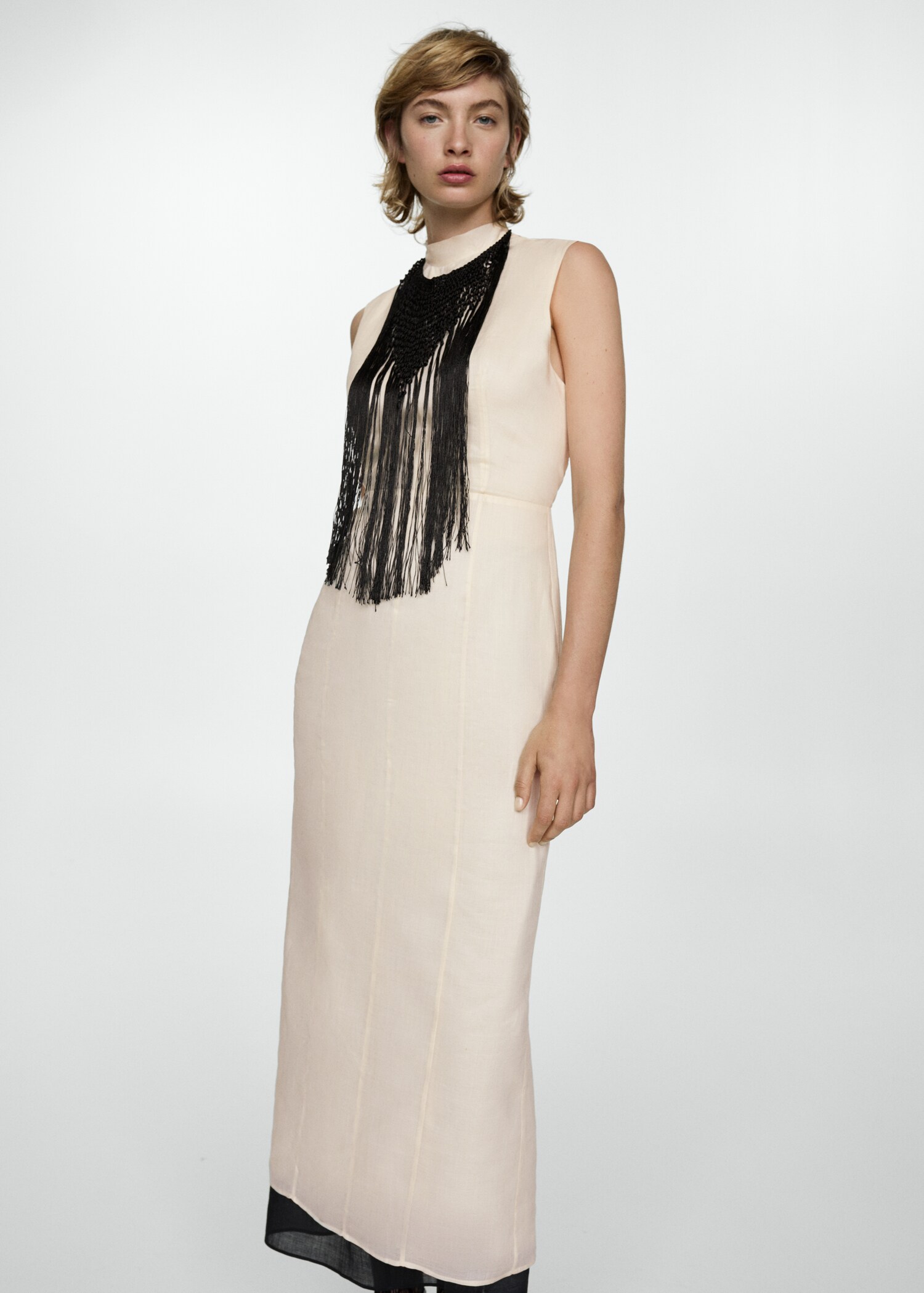 Open-back ramie dress