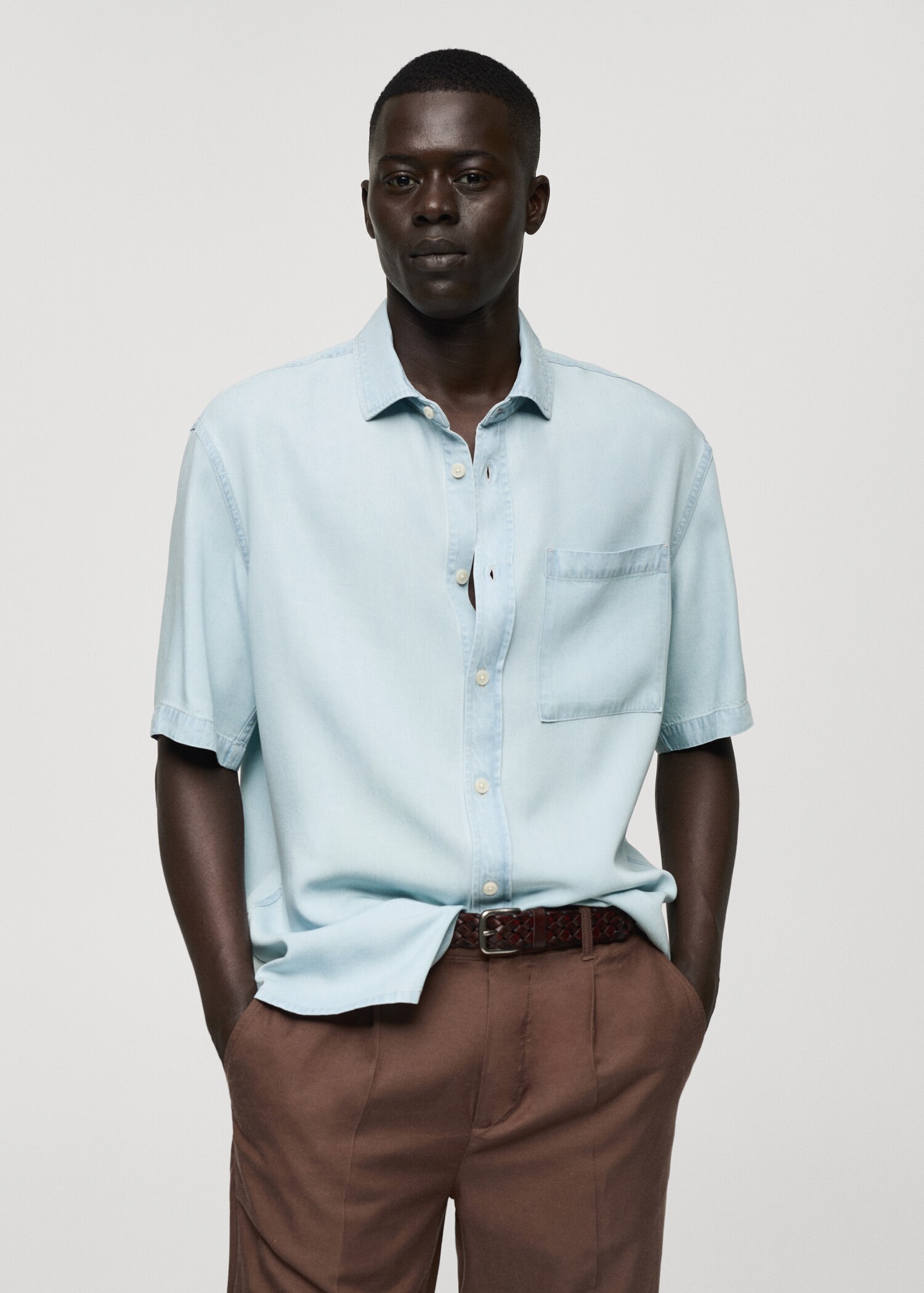 Regular-fit 100% Tencel shirt