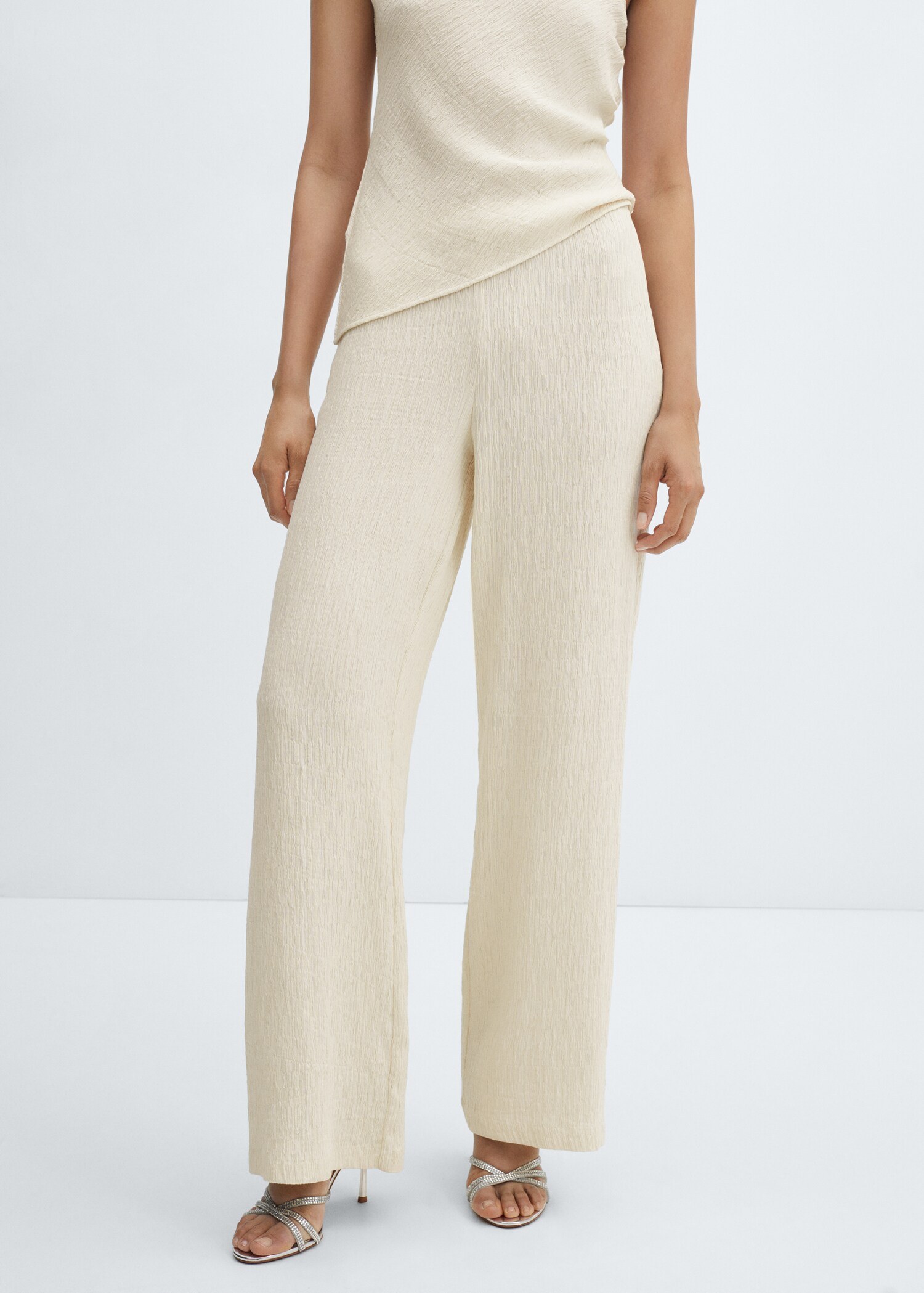 Textured wide leg pants