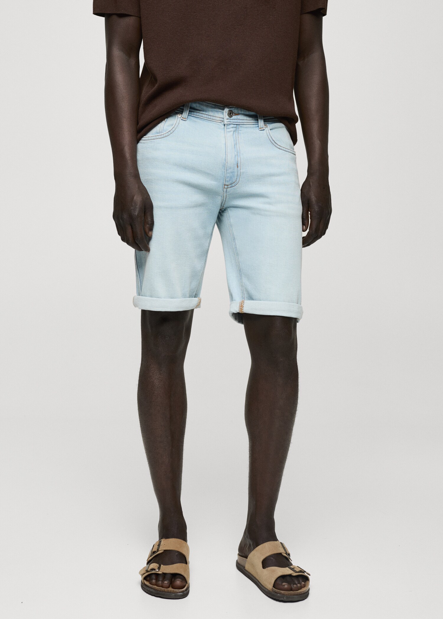Slim-fit denim bermuda shorts