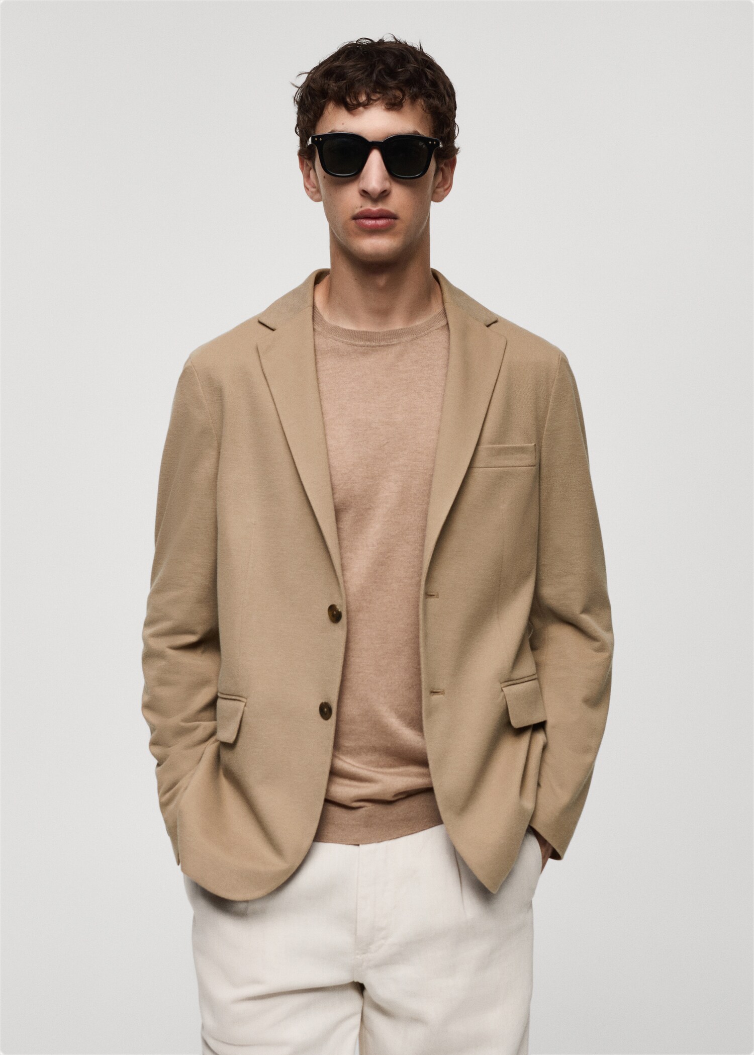 Slim fit microstructure blazer