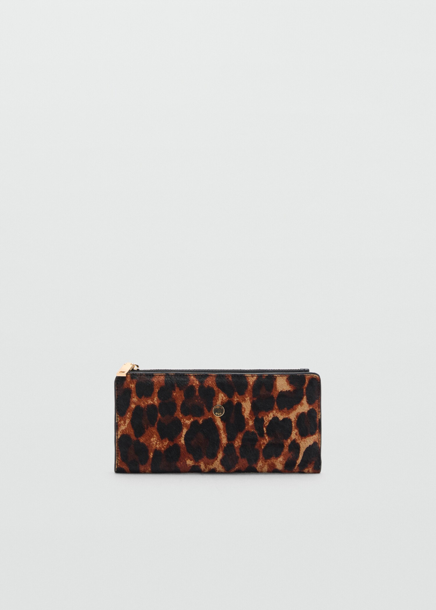 Leopard-print fur leather wallet