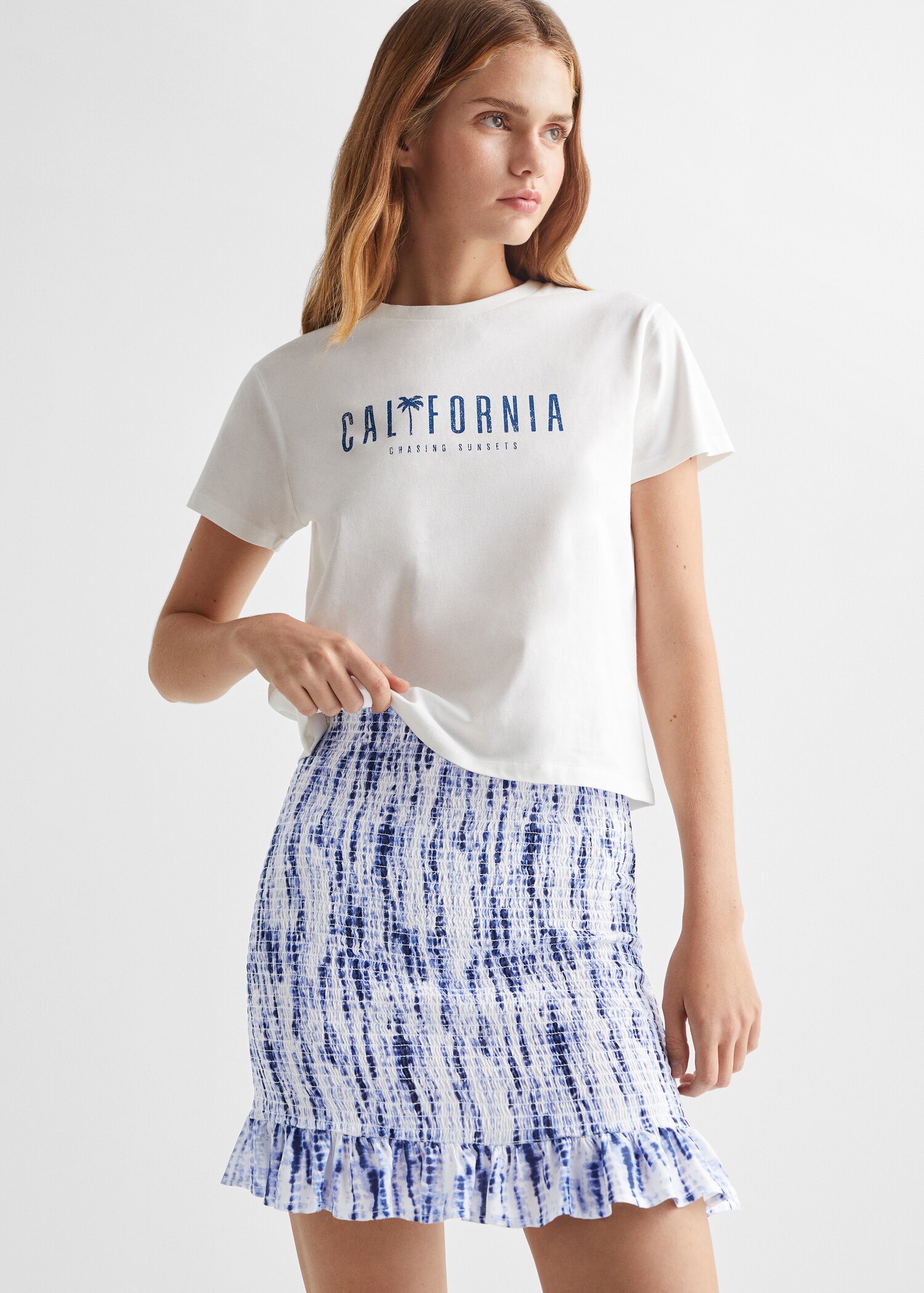 Printed pleated skirt