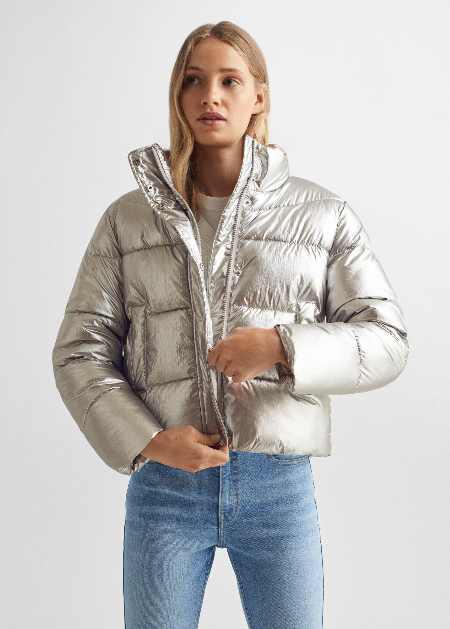 Metallic puffer jacket