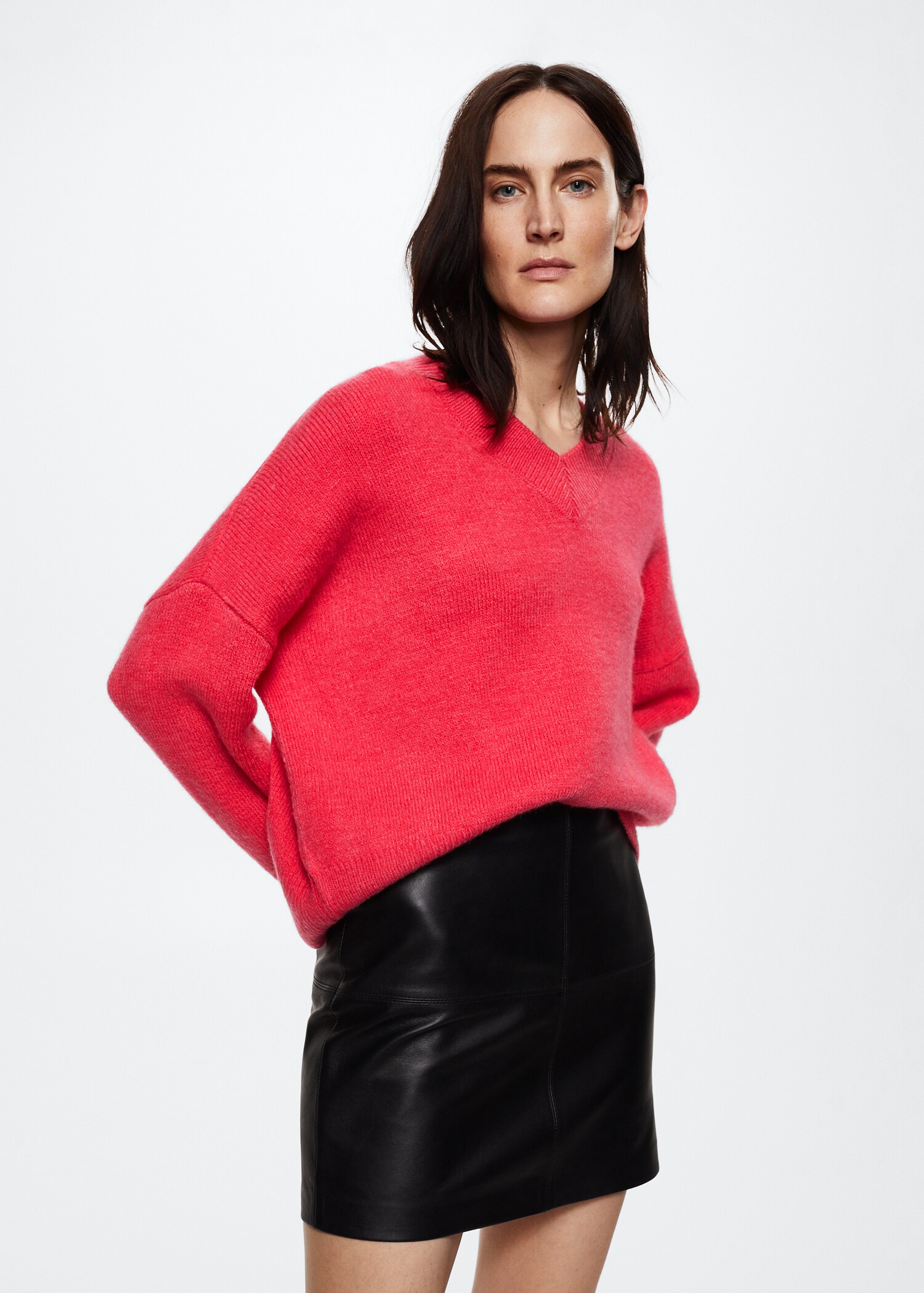 V-neck knit sweater
