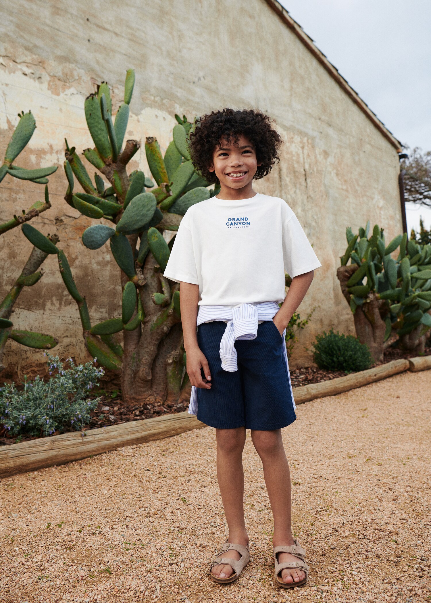 Striped cotton Bermuda shorts