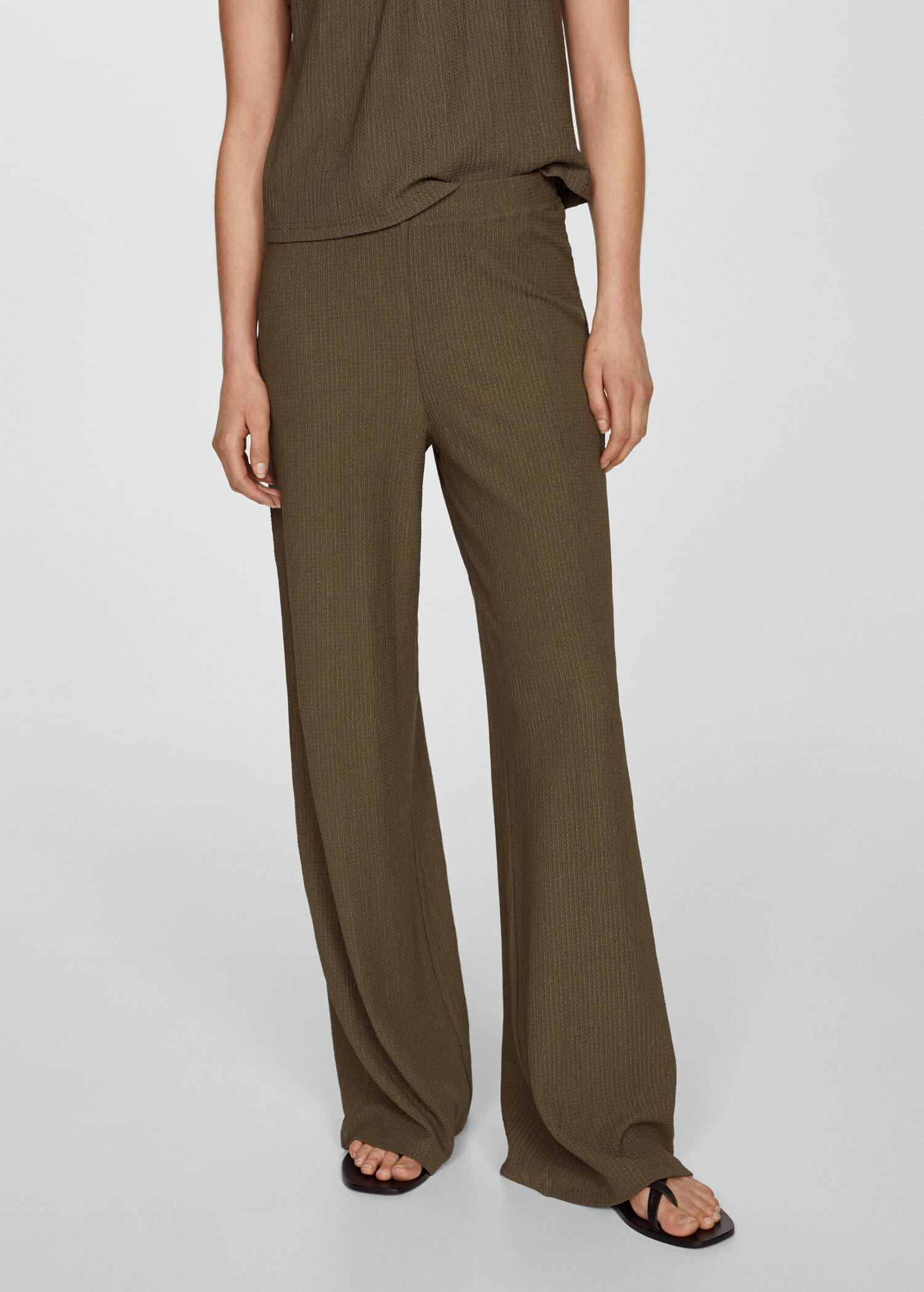 Textured wide leg pants