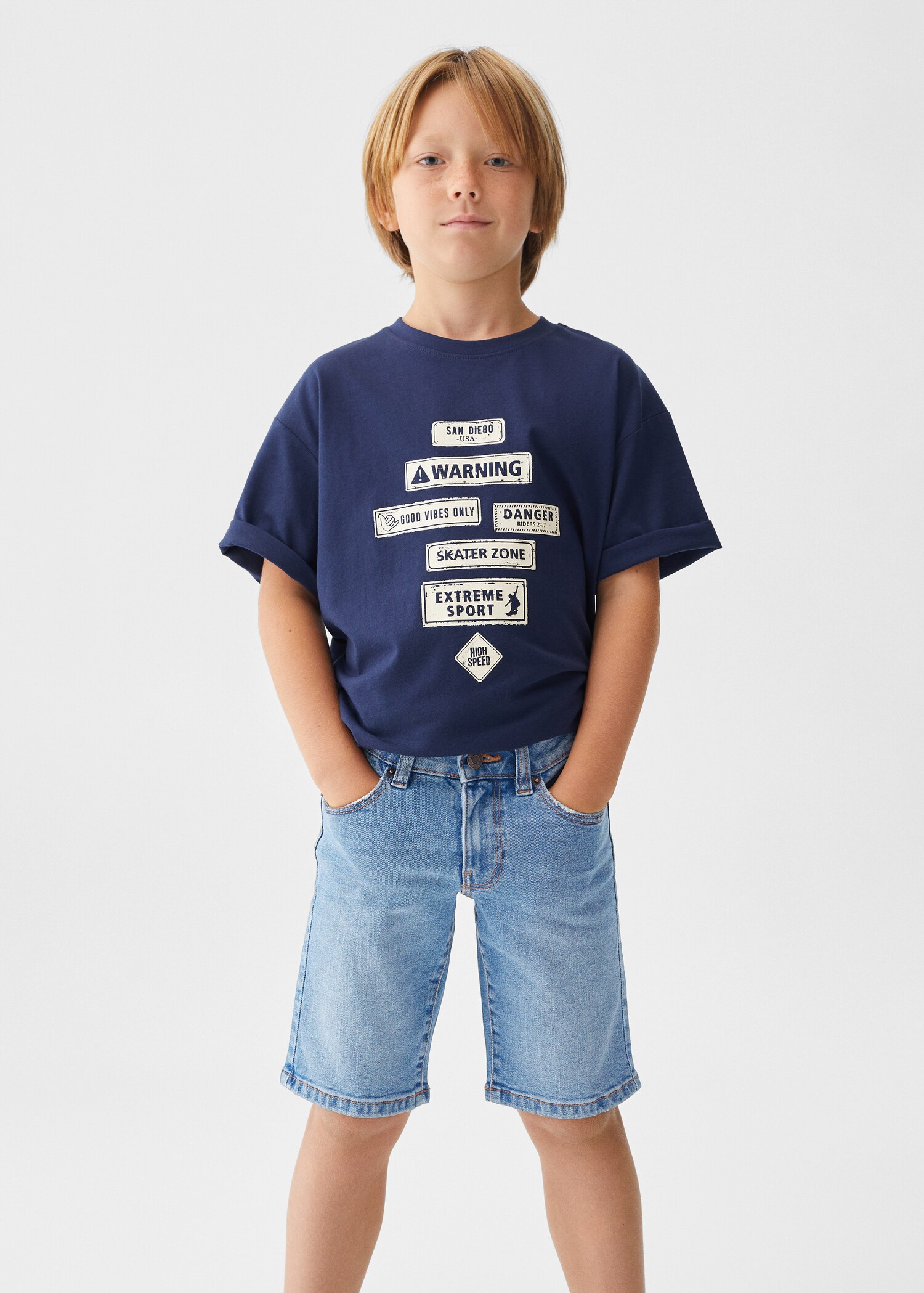 Cotton denim shorts