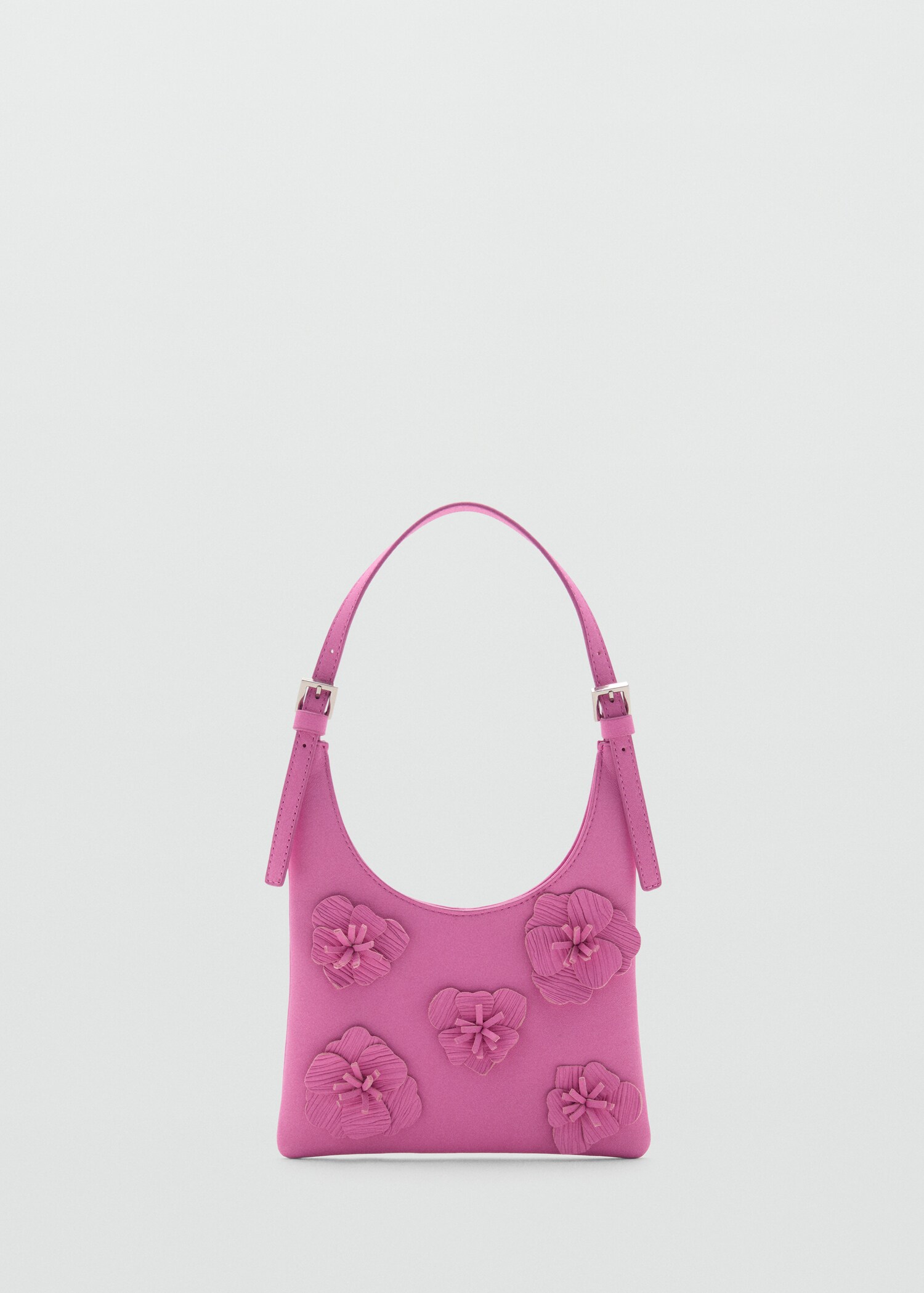 Leather shoulder bag with flowers