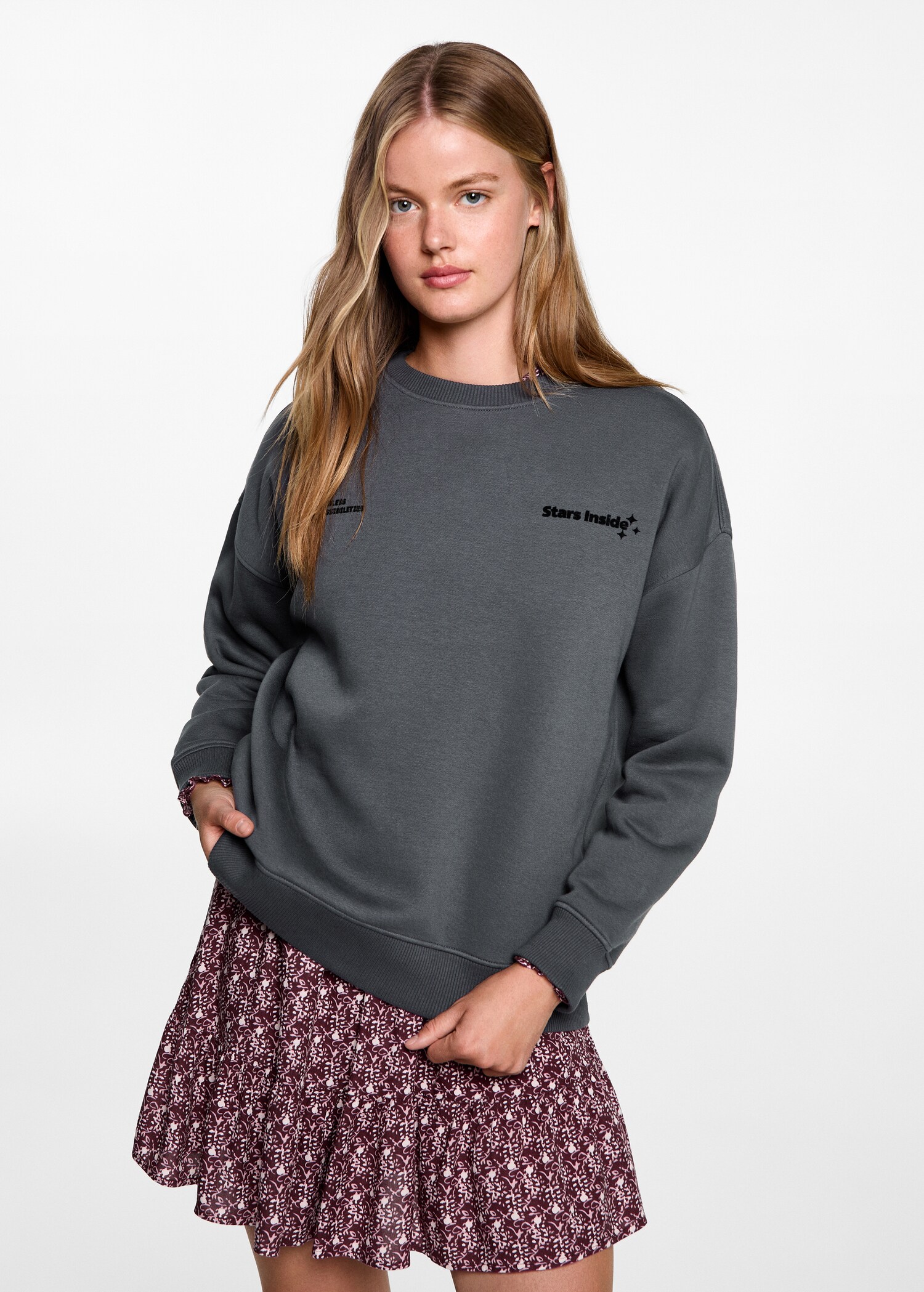 Cotton-blend printed sweatshirt