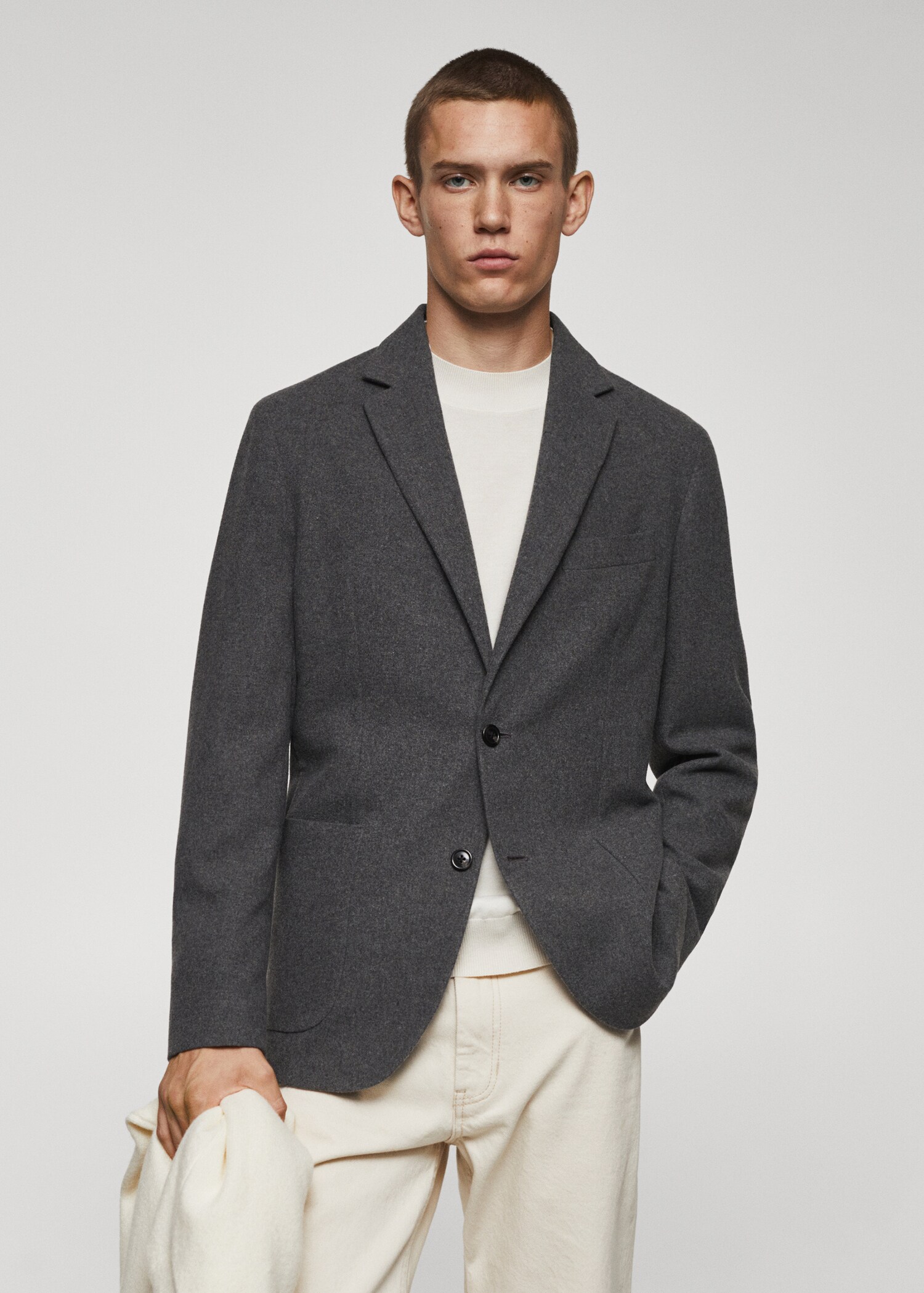 Slim fit flecked wool blazer