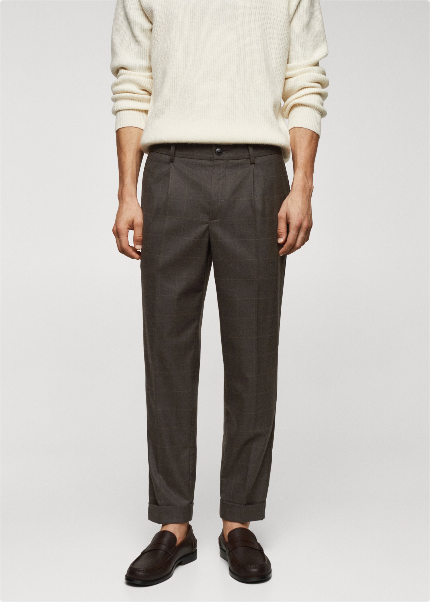 Slim-fit check-print pants