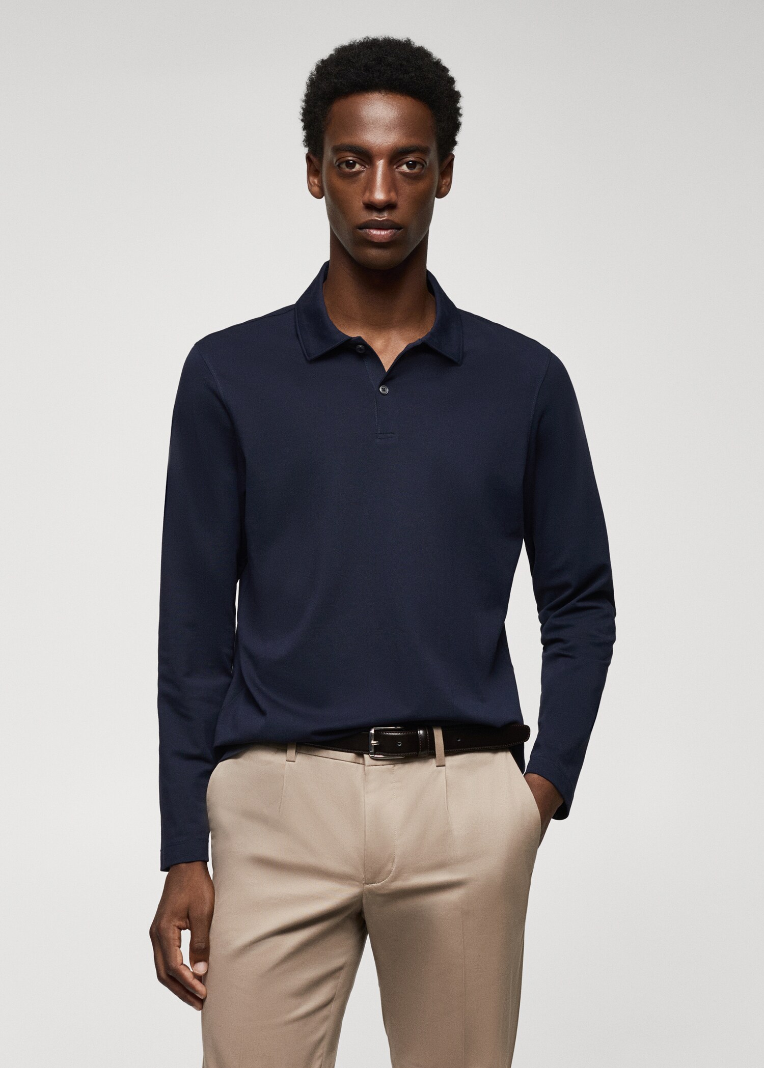 Long sleeves cotton polo
