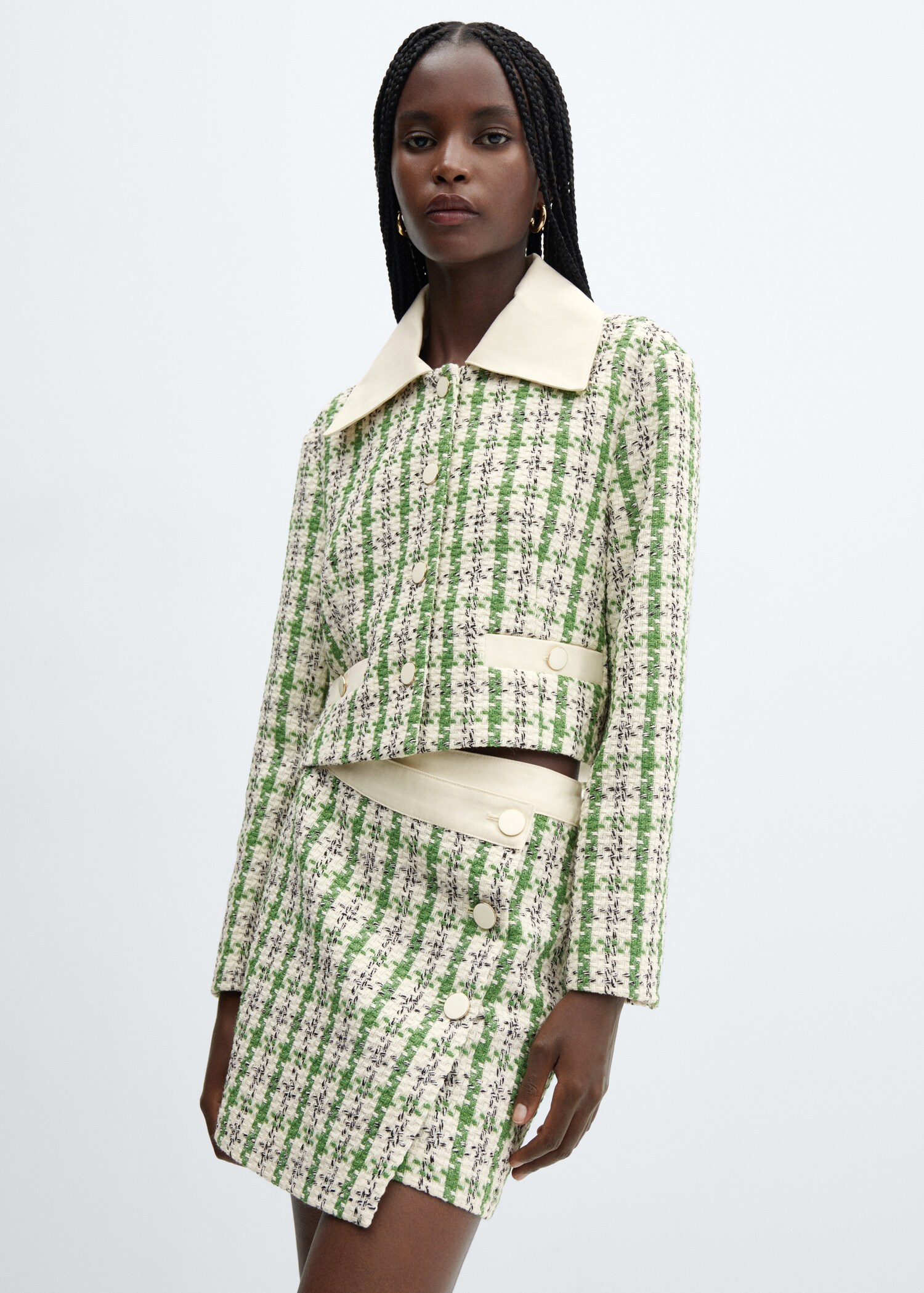 Tweed buttoned miniskirt