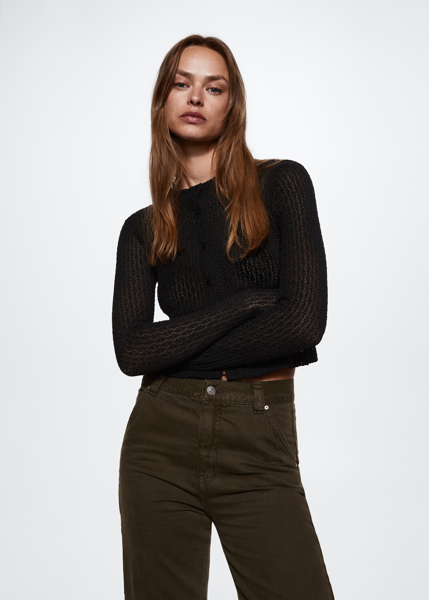 Textured button cardigan