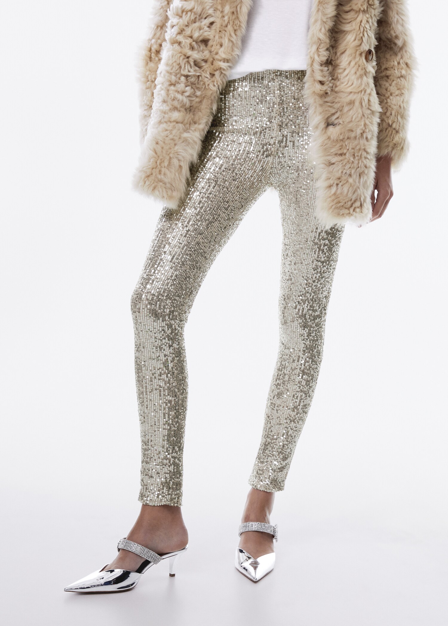 Elastic sequin pants