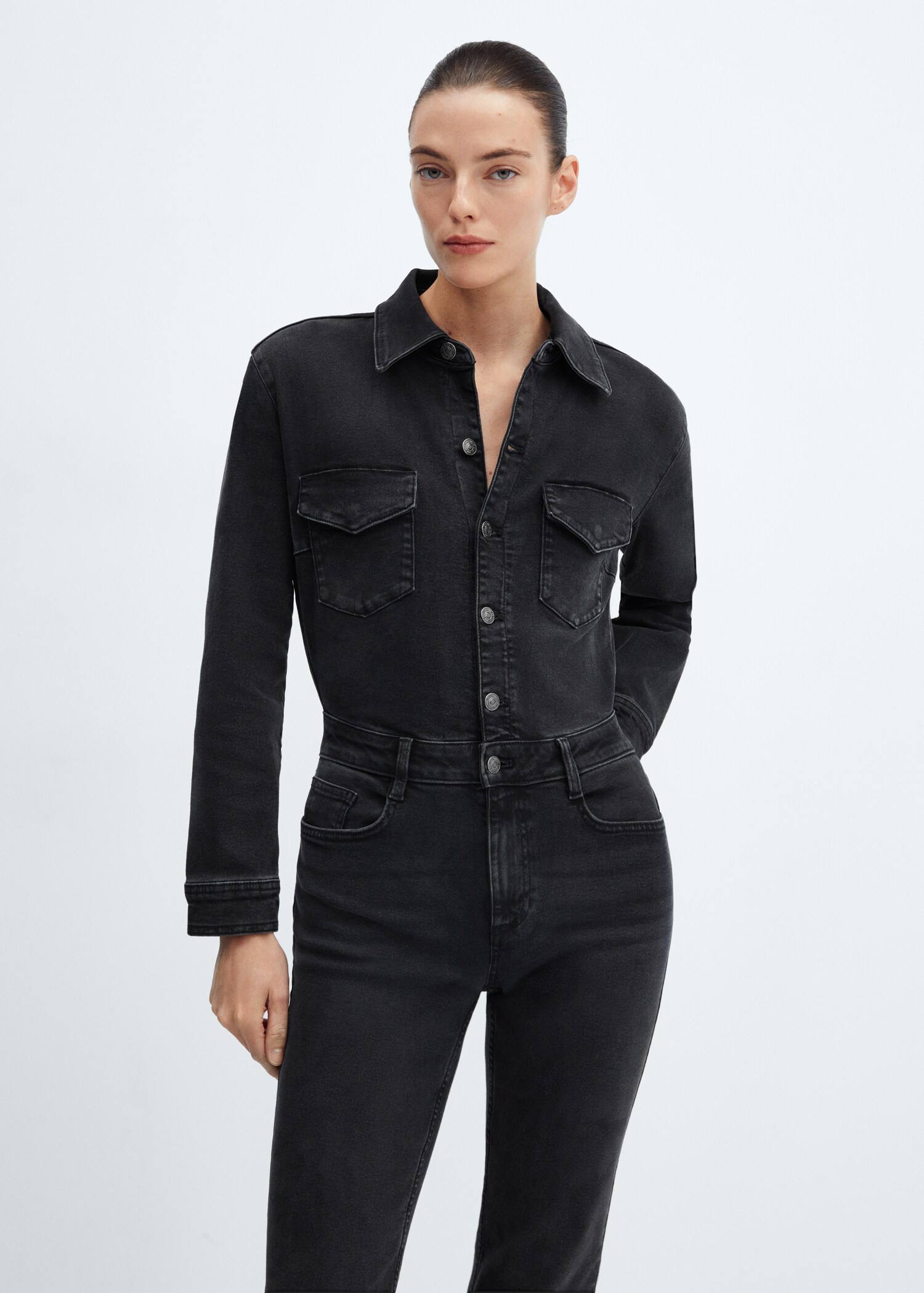 Long denim jumpsuit