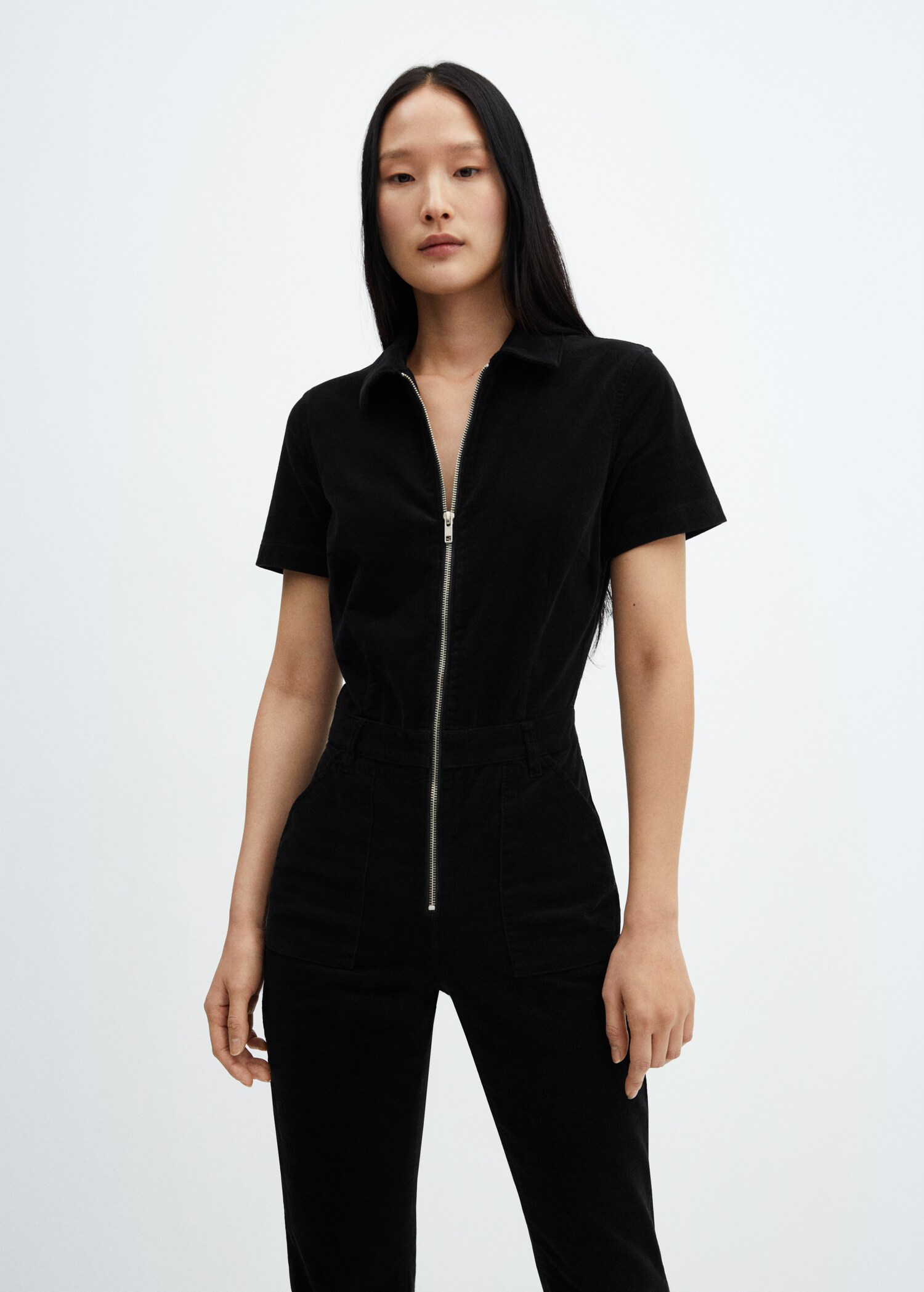 Corduroy jumpsuit with zip