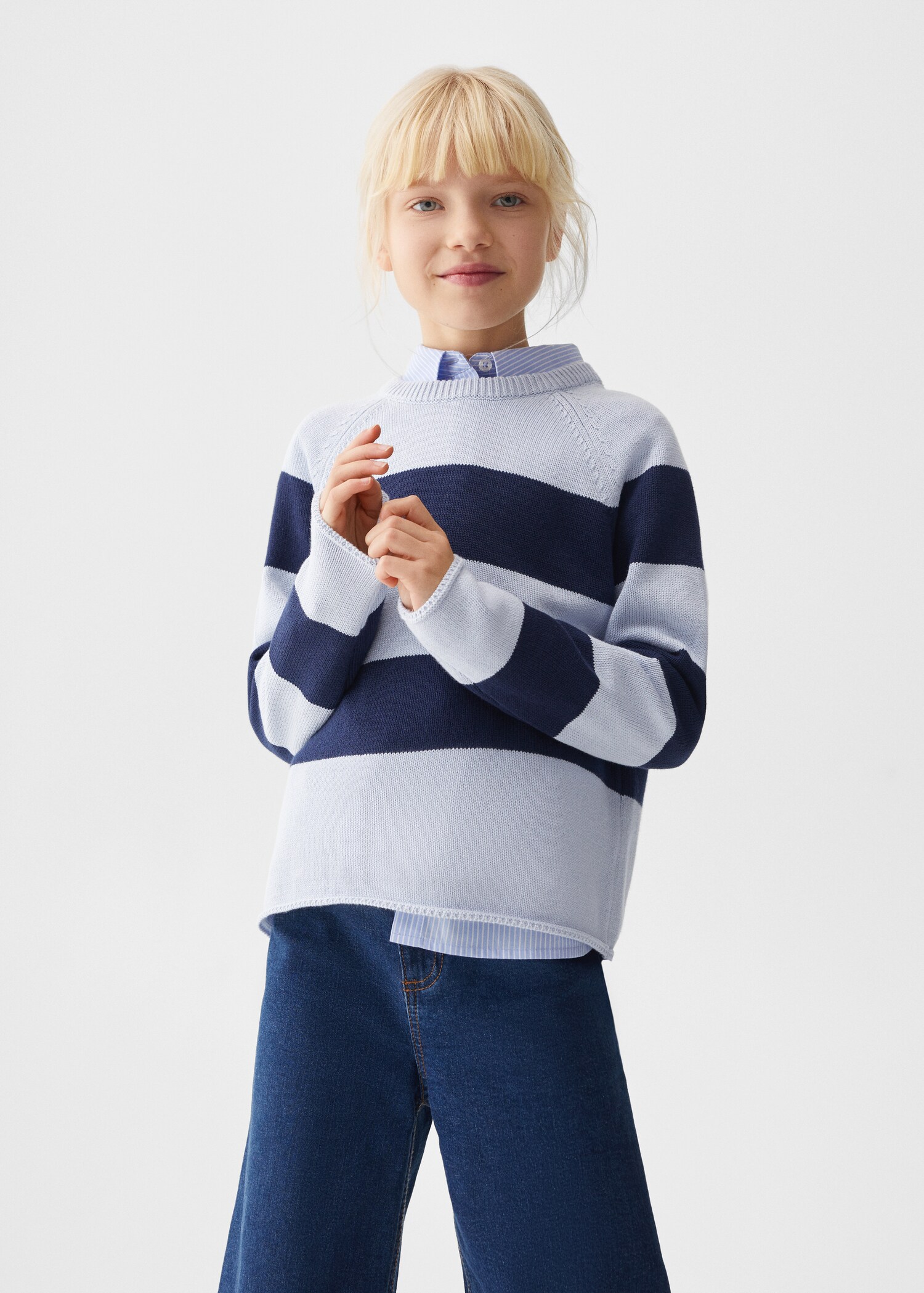 Striped cotton-blend sweater