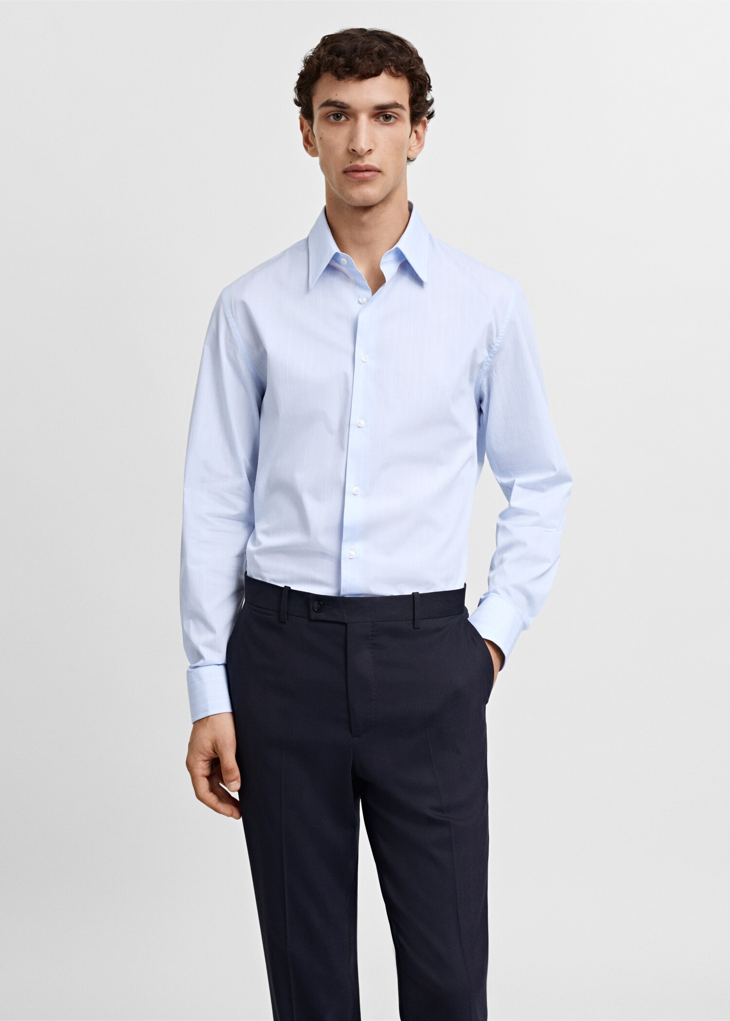 Regular-fit cotton striped suit shirt