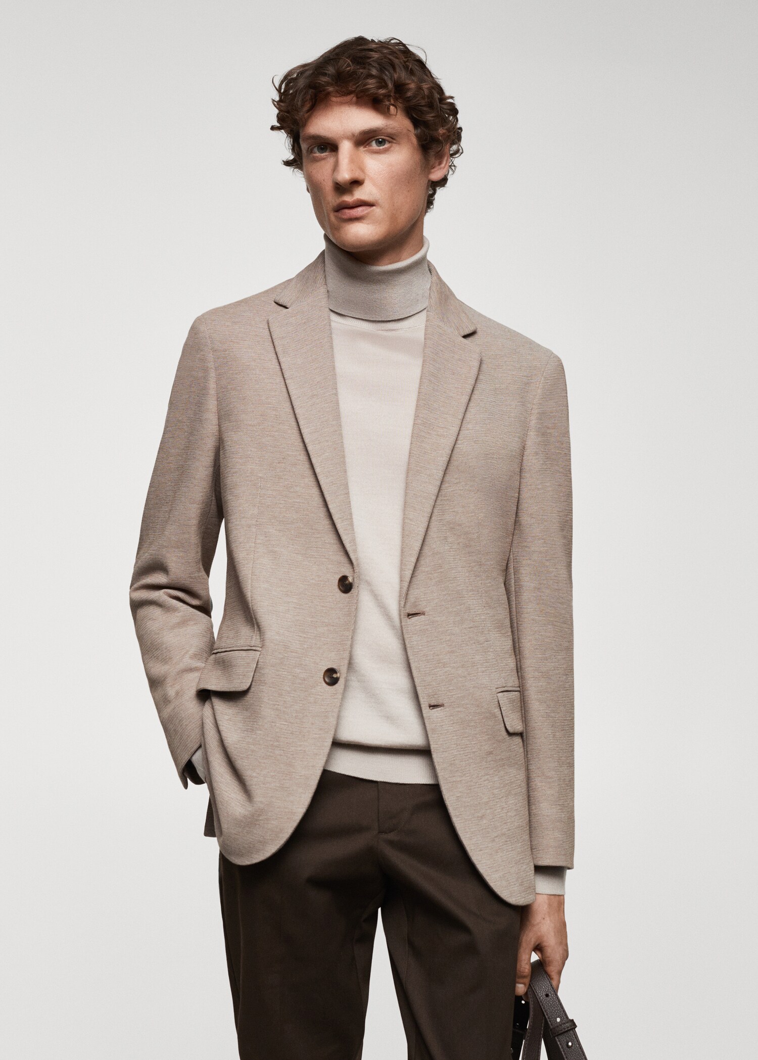 Structured slim fit cotton blazer