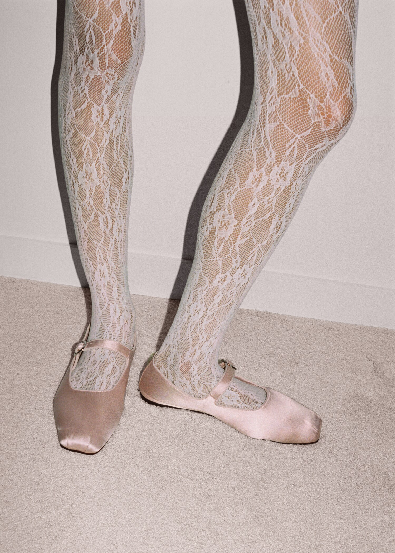Satin ballet flats with buckle