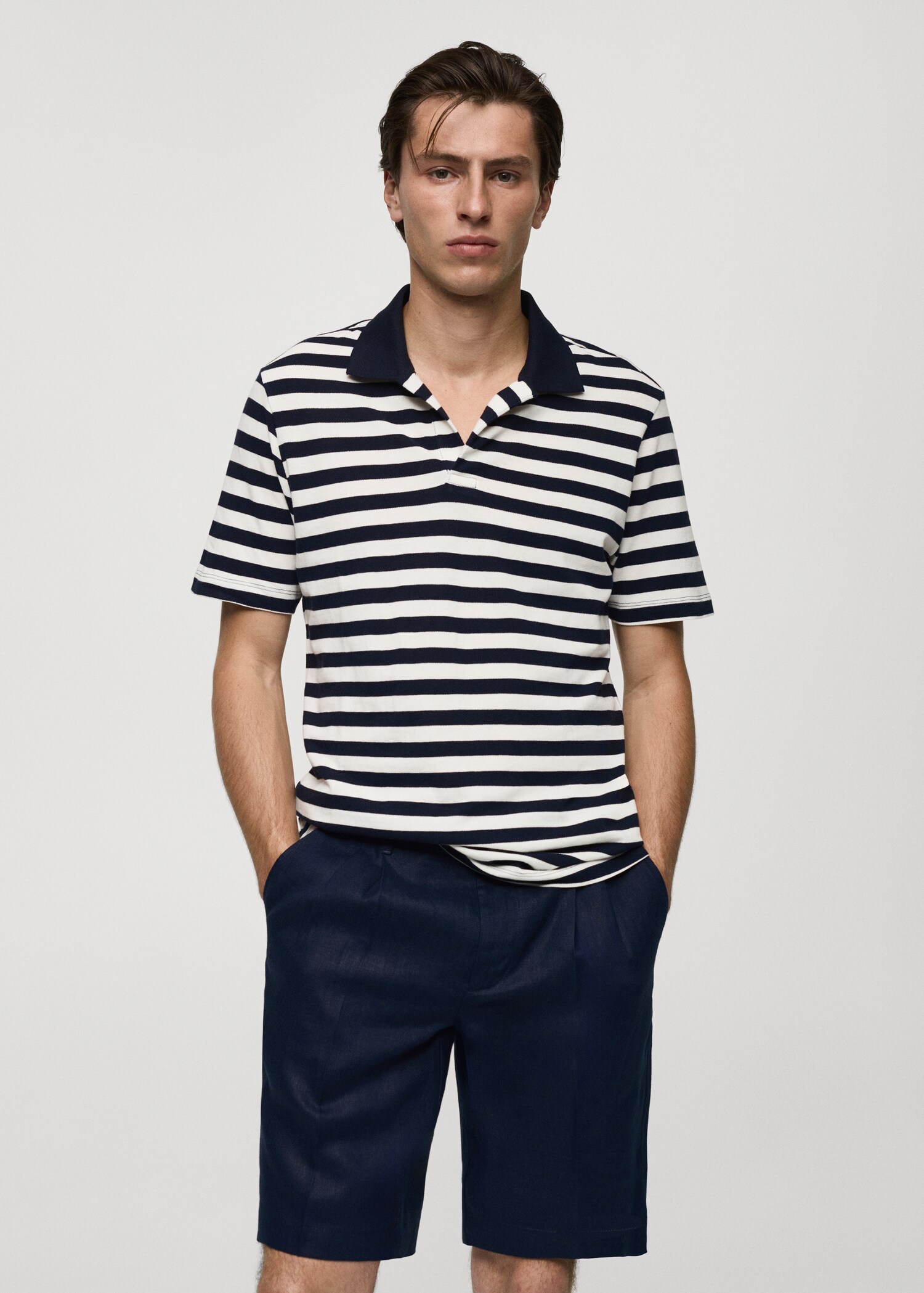 Regular-fit striped piquÃ© cotton polo shirt