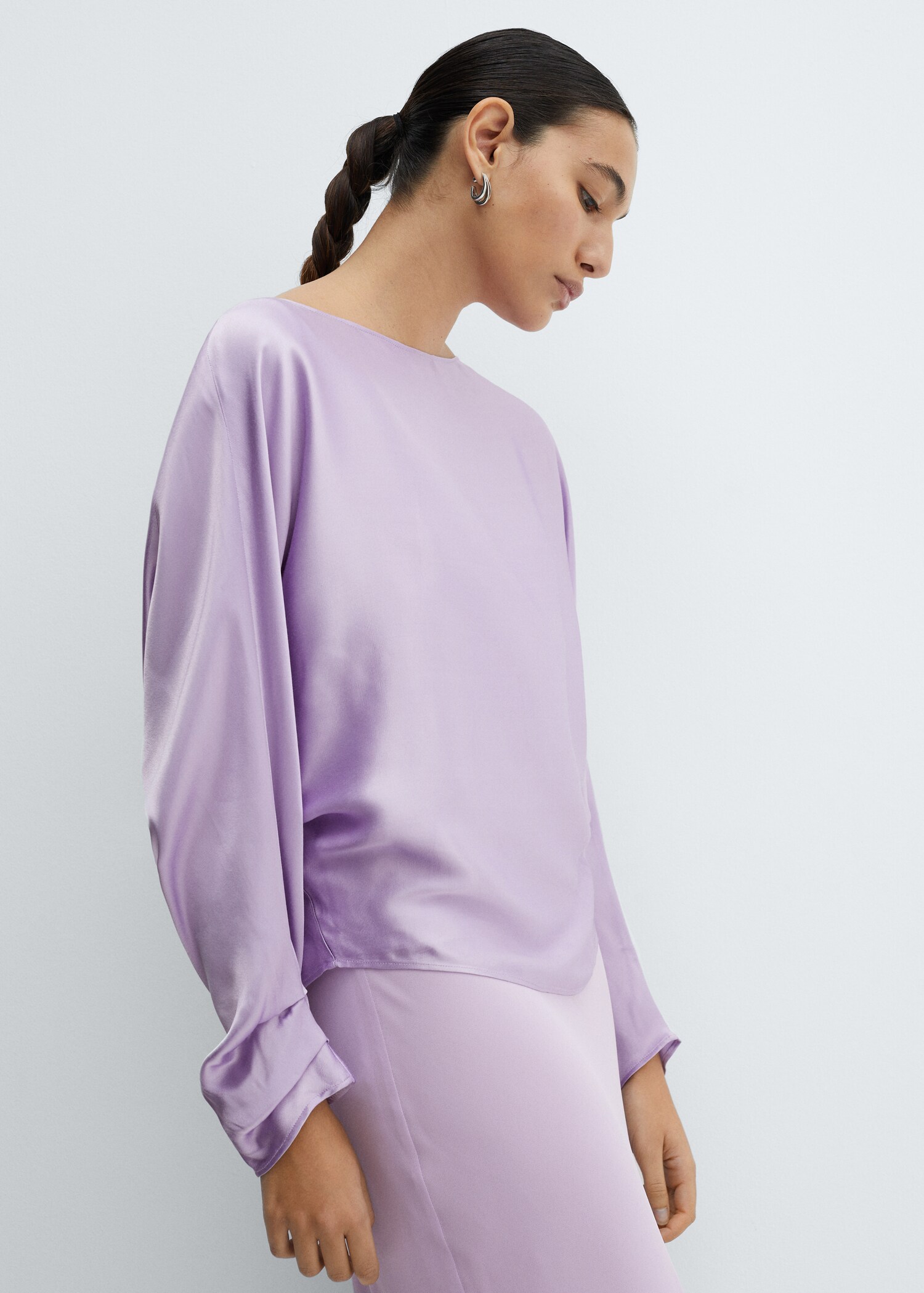 Satin cape-style blouse