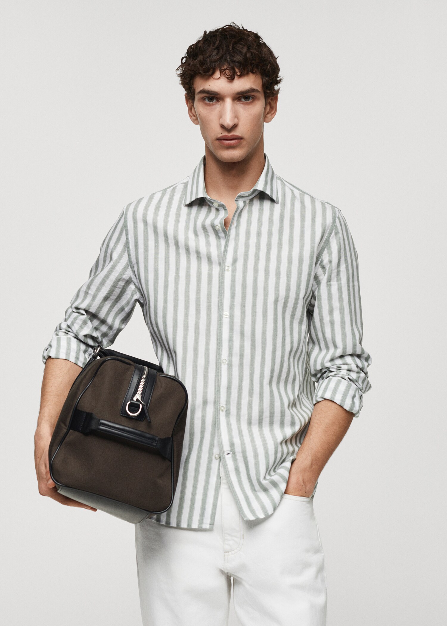Linen Tencel-blend striped shirt