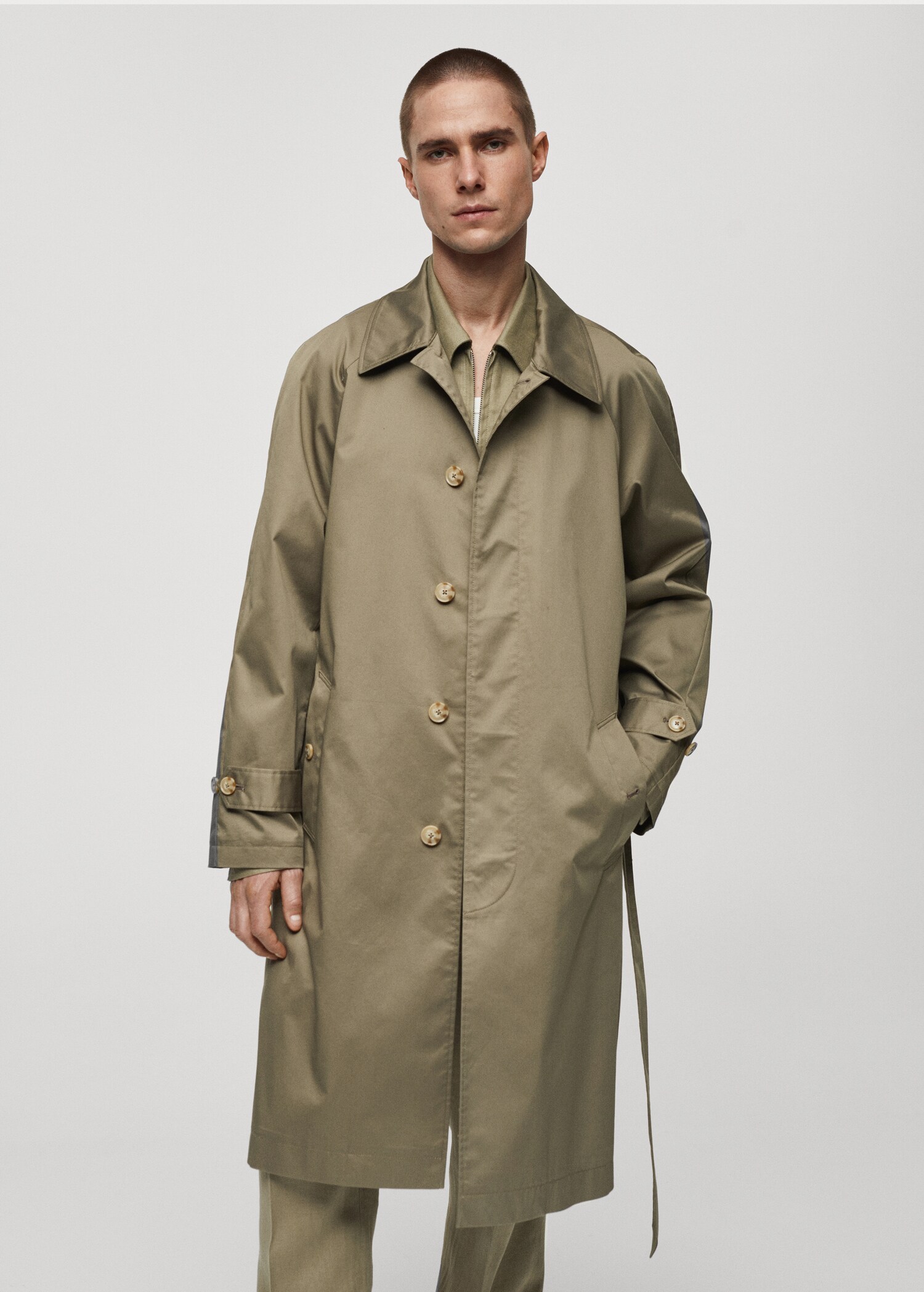 Belt cotton-blend trench
