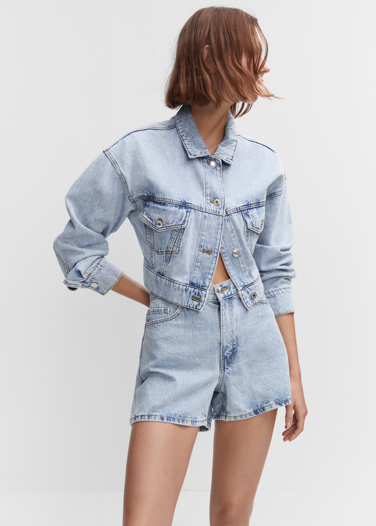 High-rise denim shorts