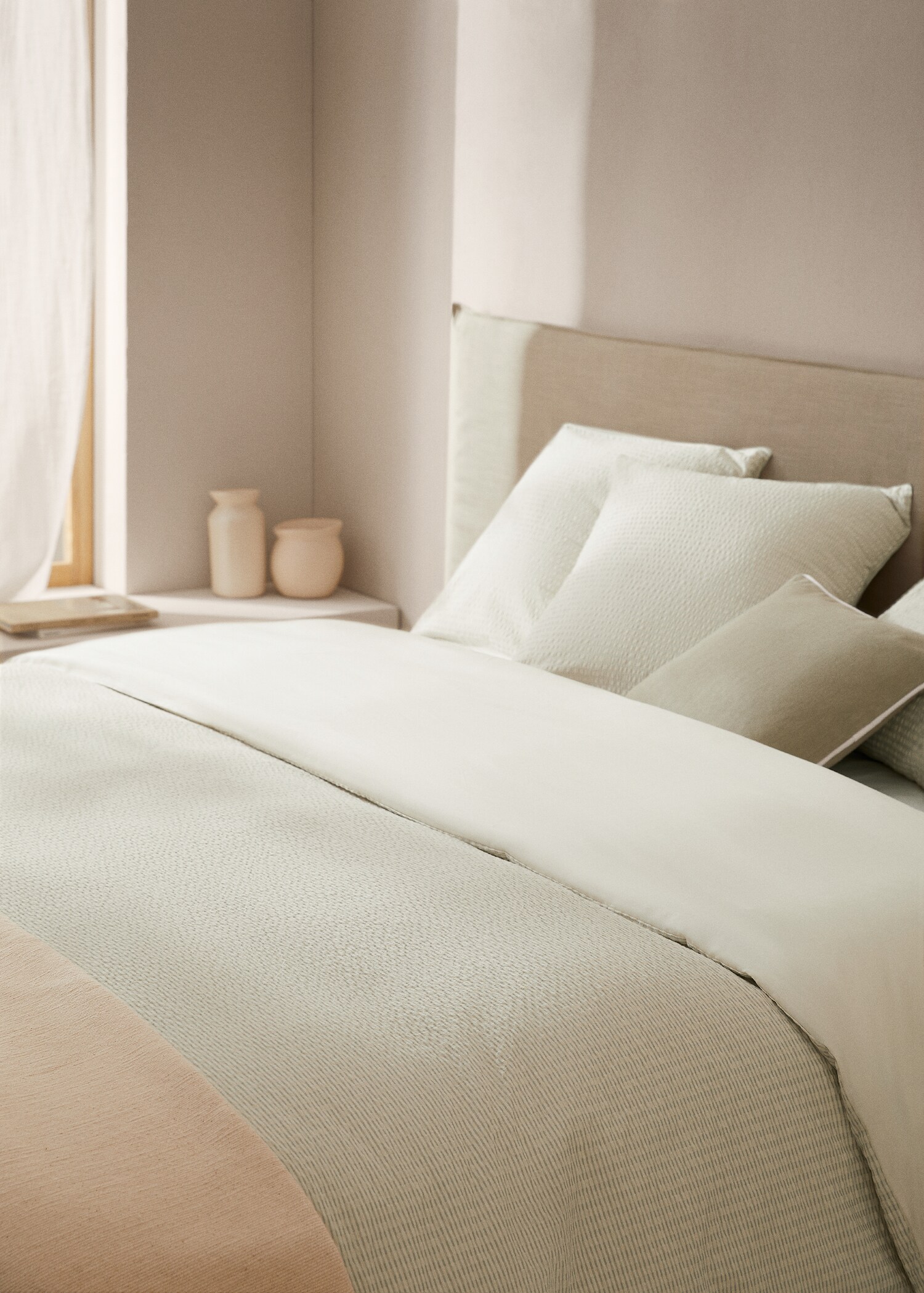 Seersucker duvet cover woven stripe for queen bed