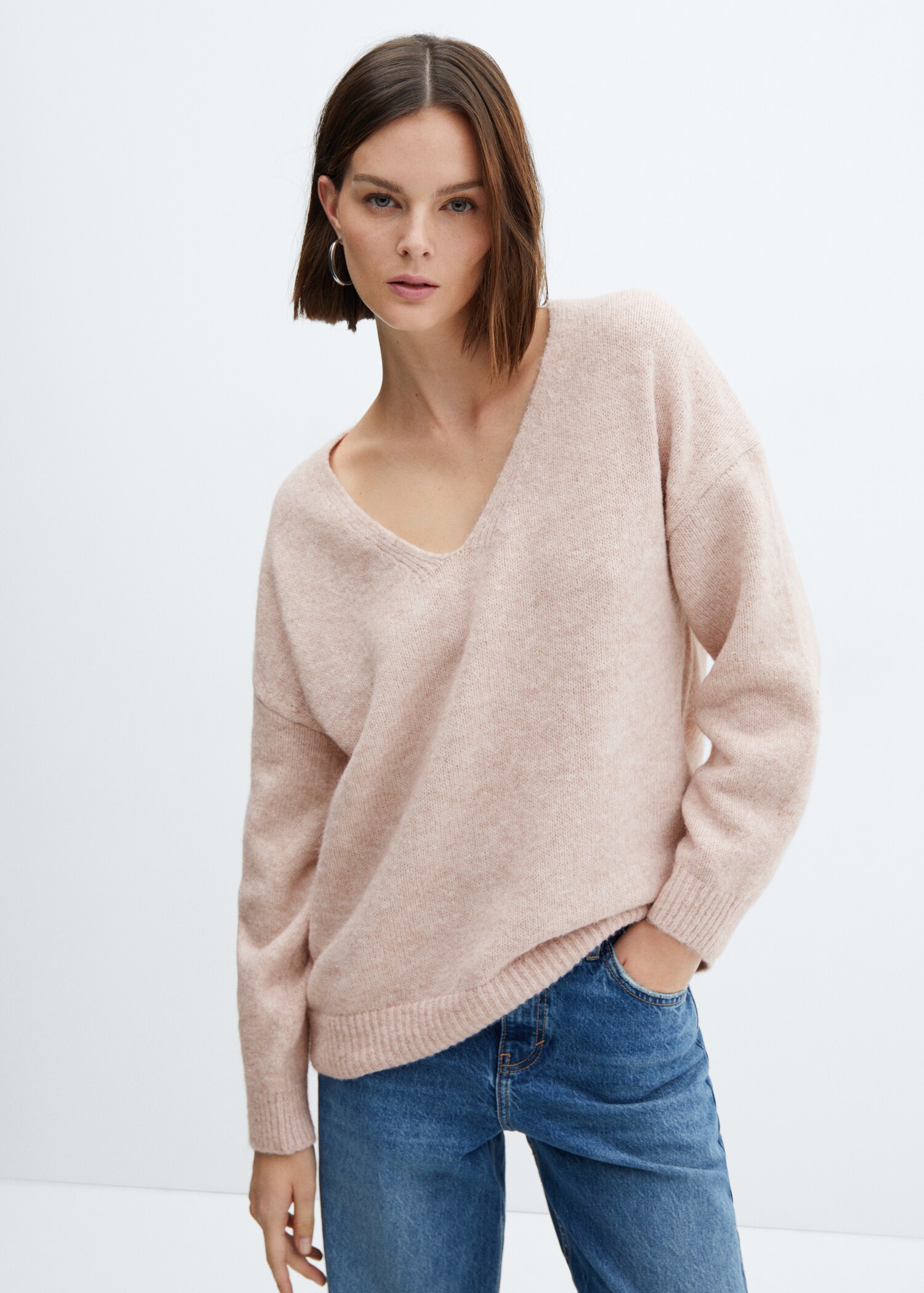 V-neck knit sweater