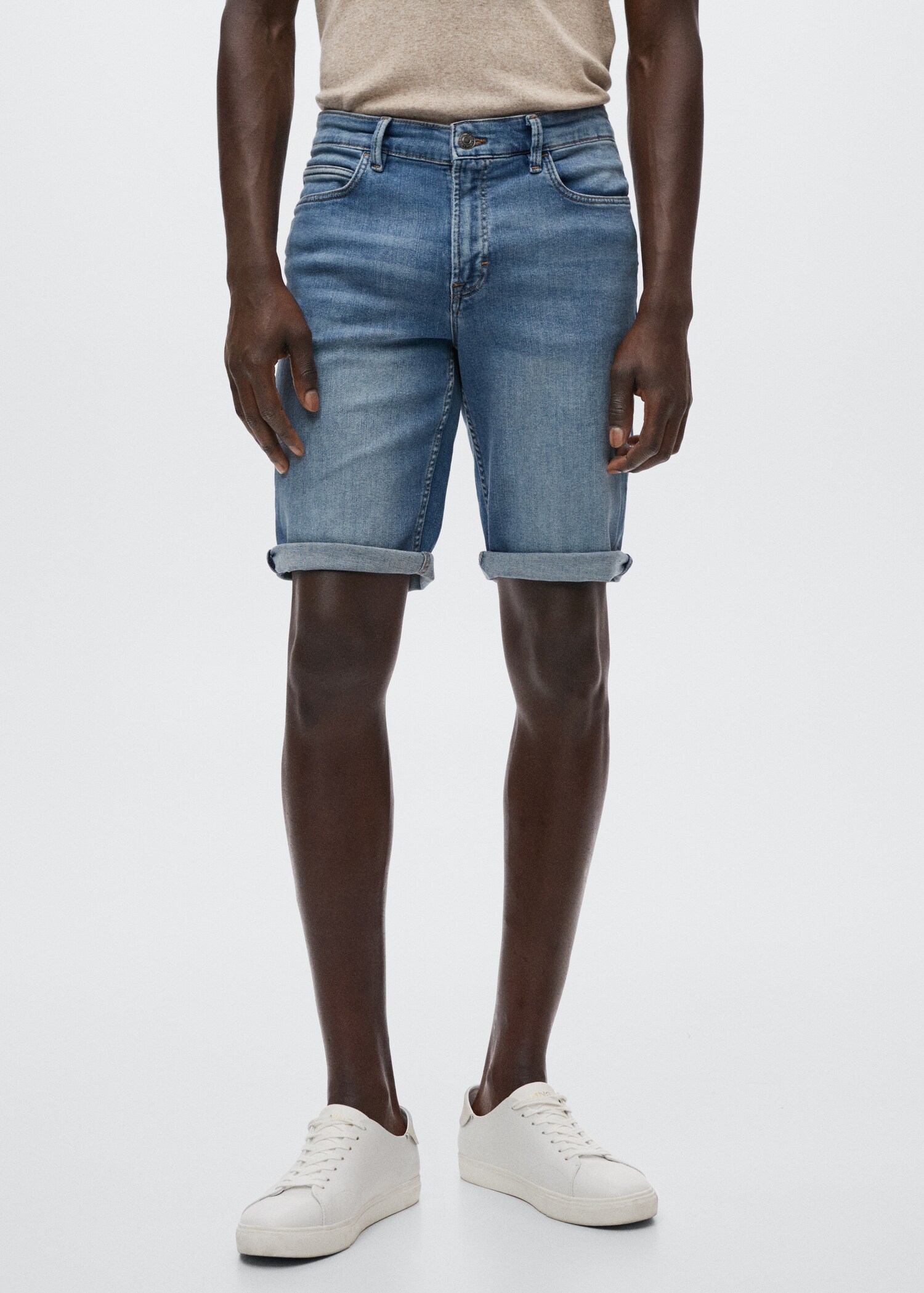 Slim-fit denim bermuda shorts