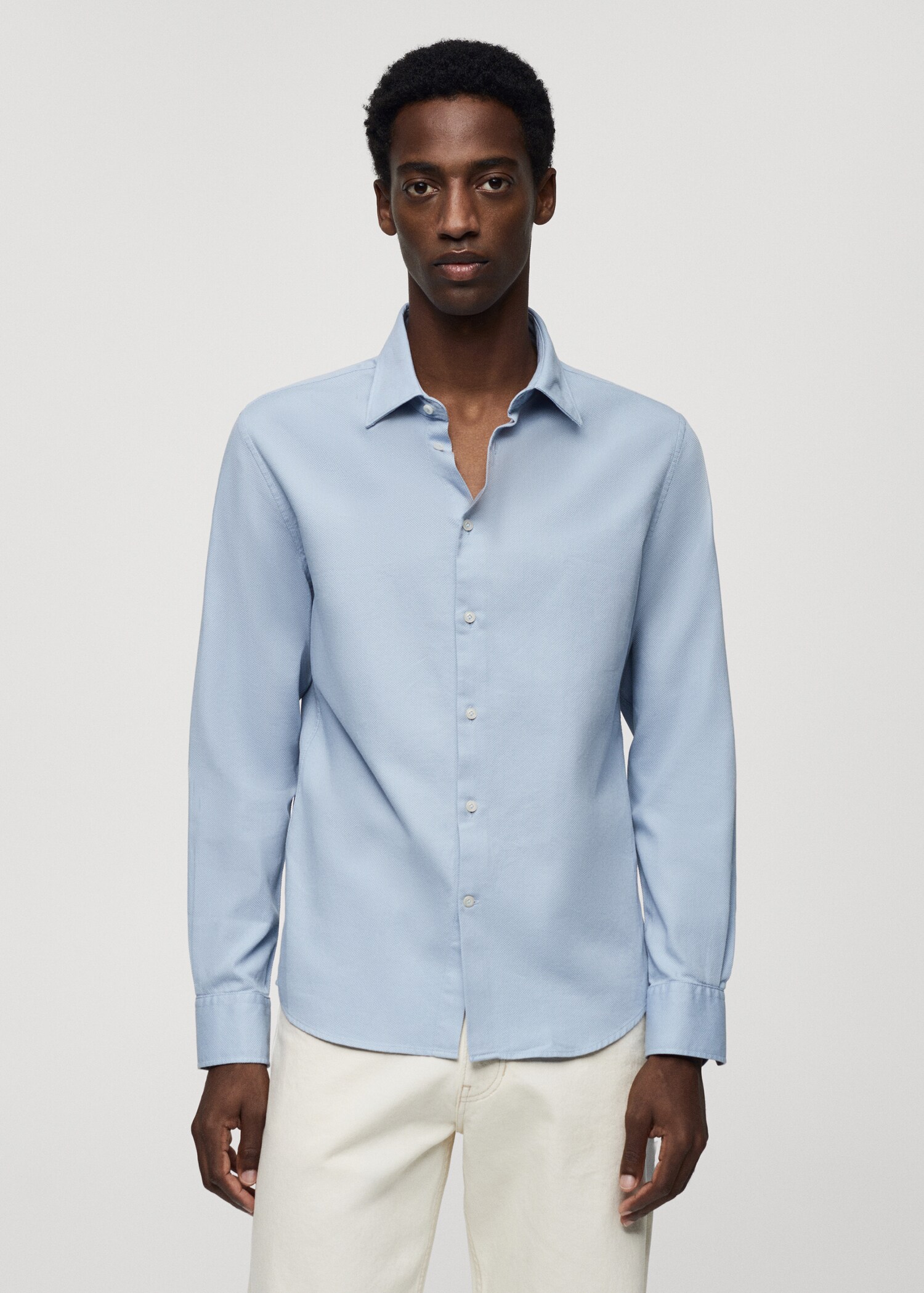 Slim-fit cotton structured shirt