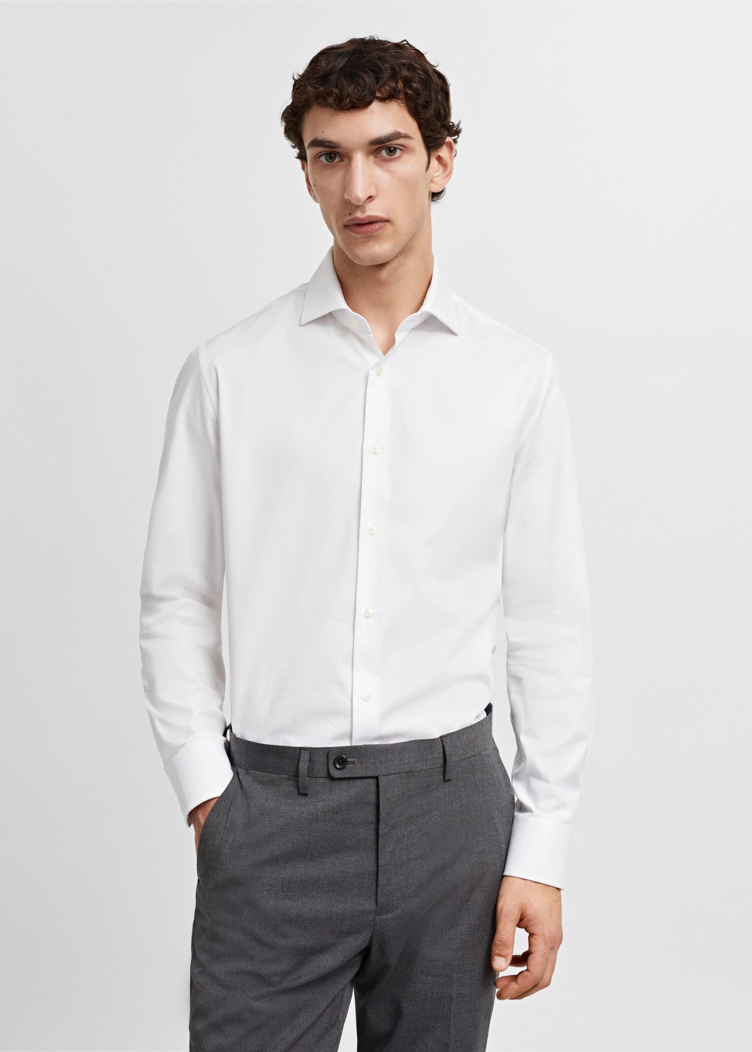 Slim-fit textured cotton suit shirt