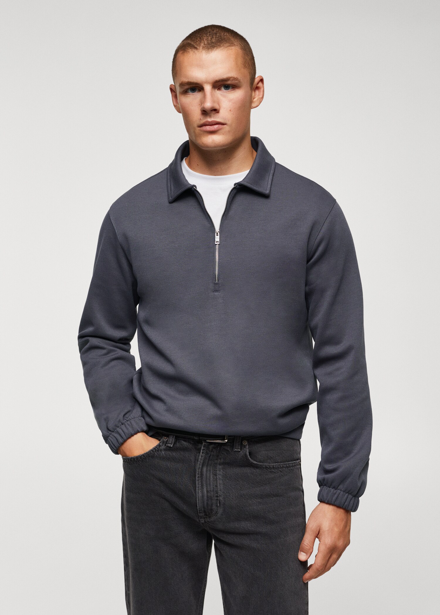 Cotton polo sweatshirt