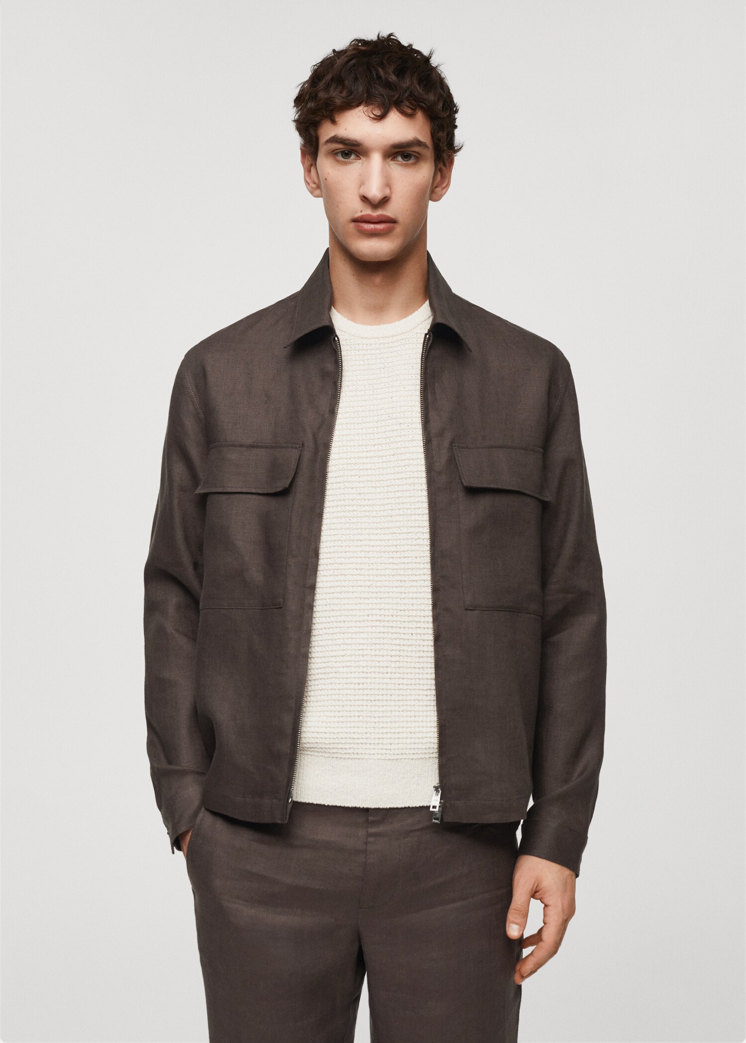 100% linen overshirt with pockets