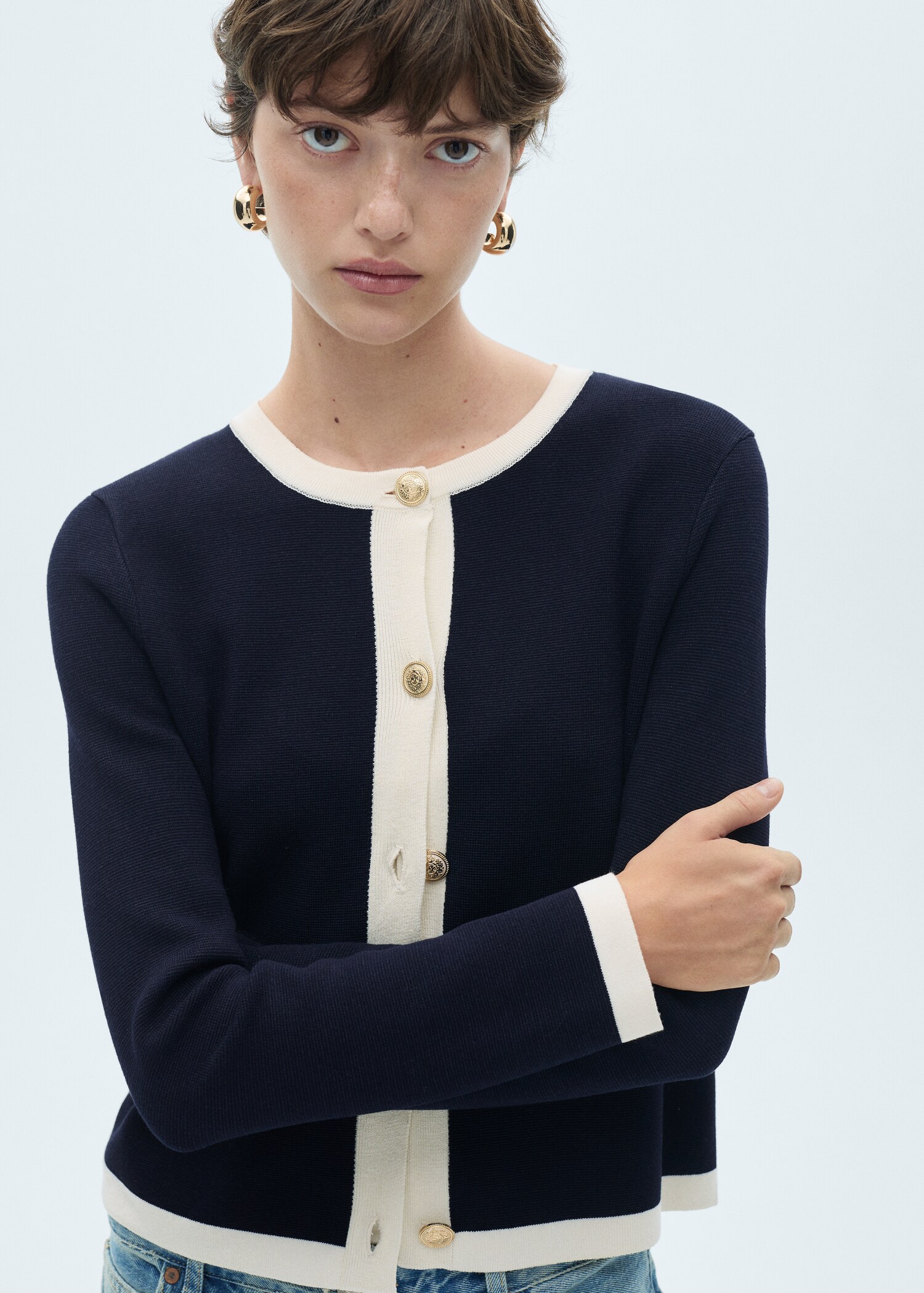 Cardigan with contrasting trim