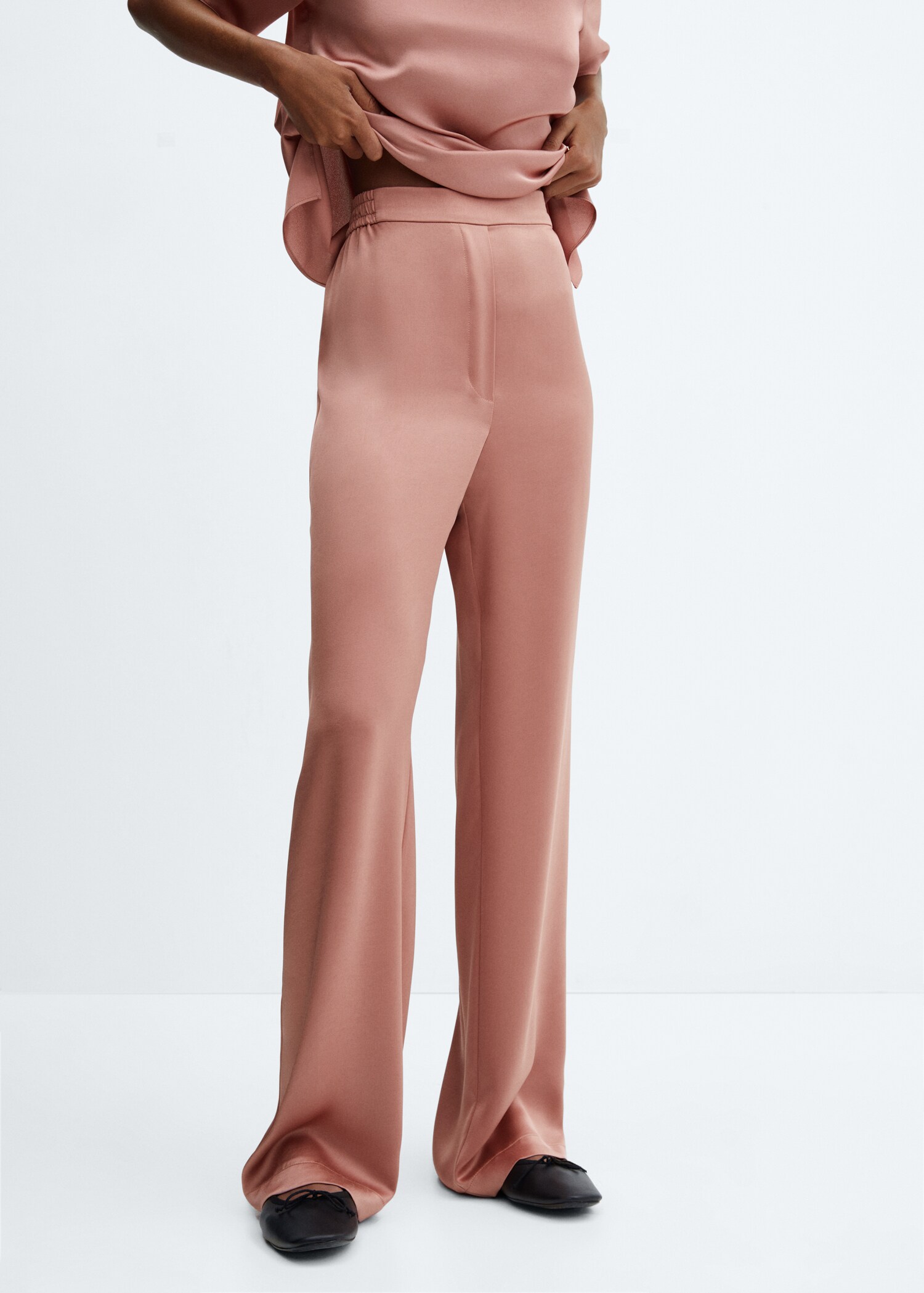 Satin pants with elastic waist