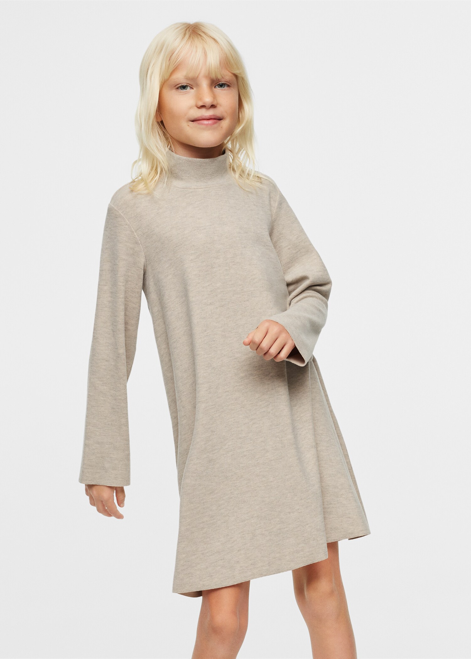 Perkins-neck knitted dress