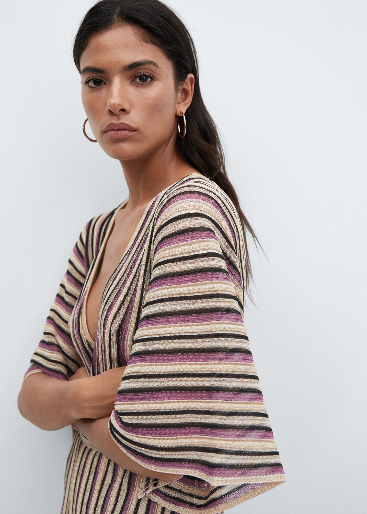 Lurex dress with crossed neckline