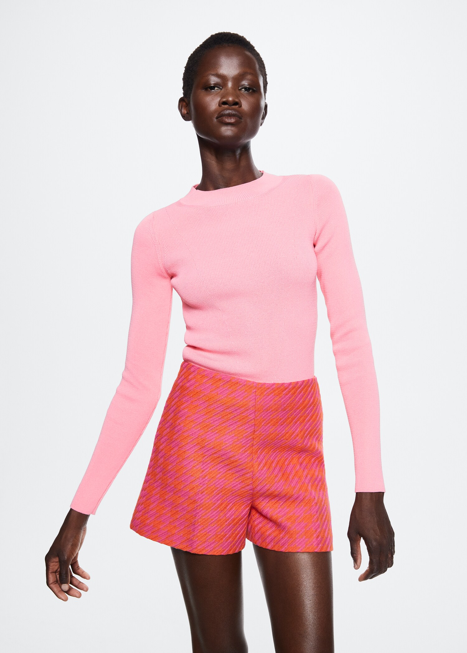 Perkins-neck rib-knit  sweater