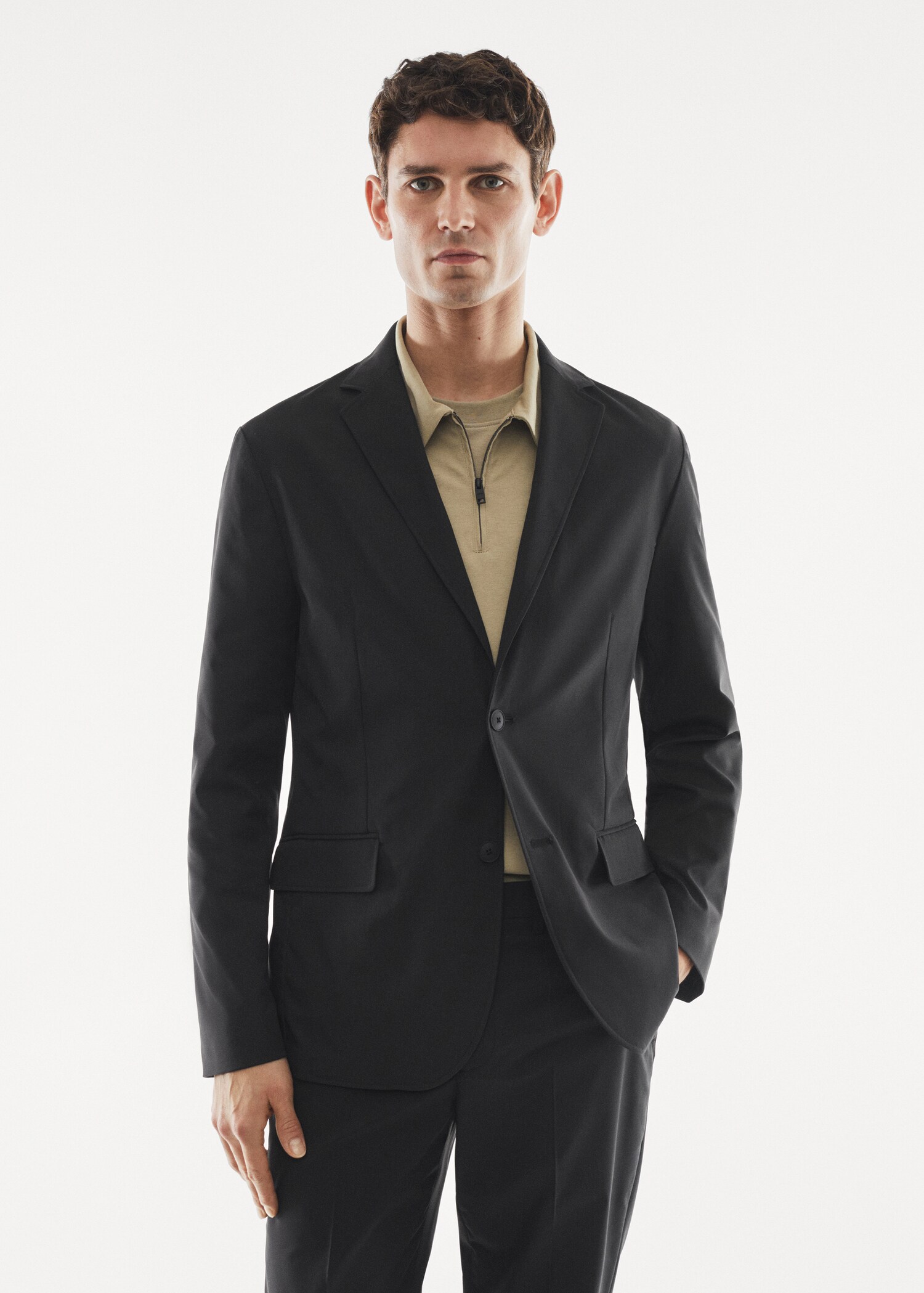 Slim-fit technical suit blazer