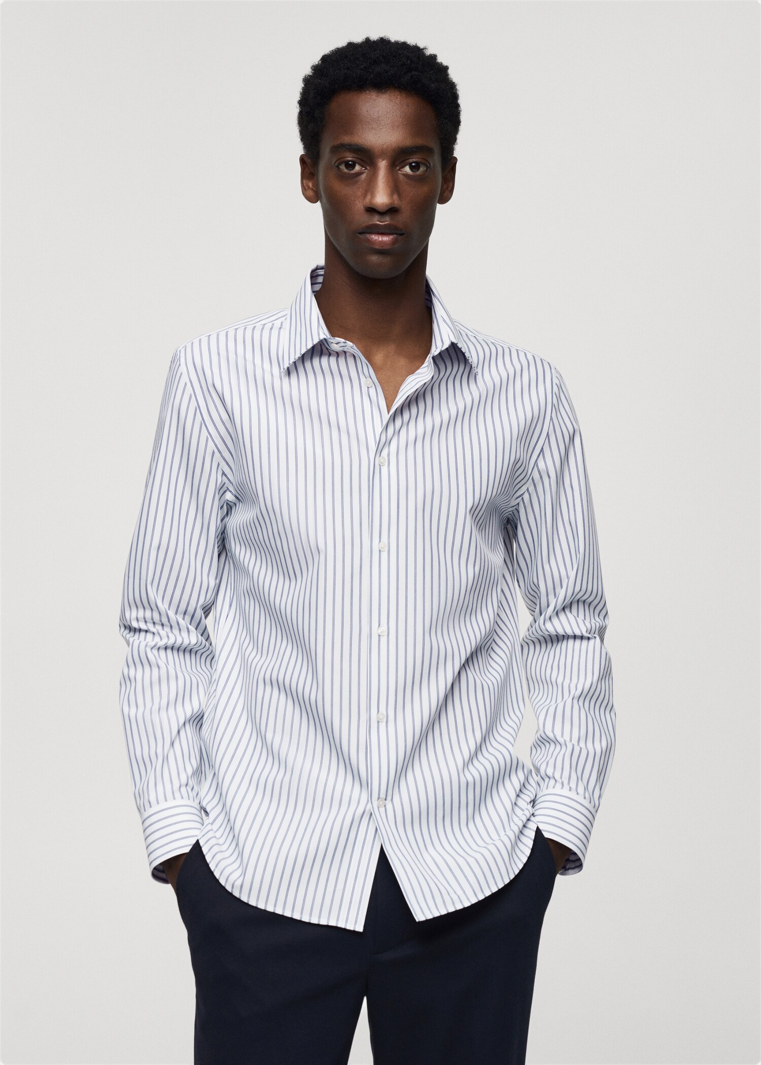 Slim-fit striped CoolmaxÂ® shirt